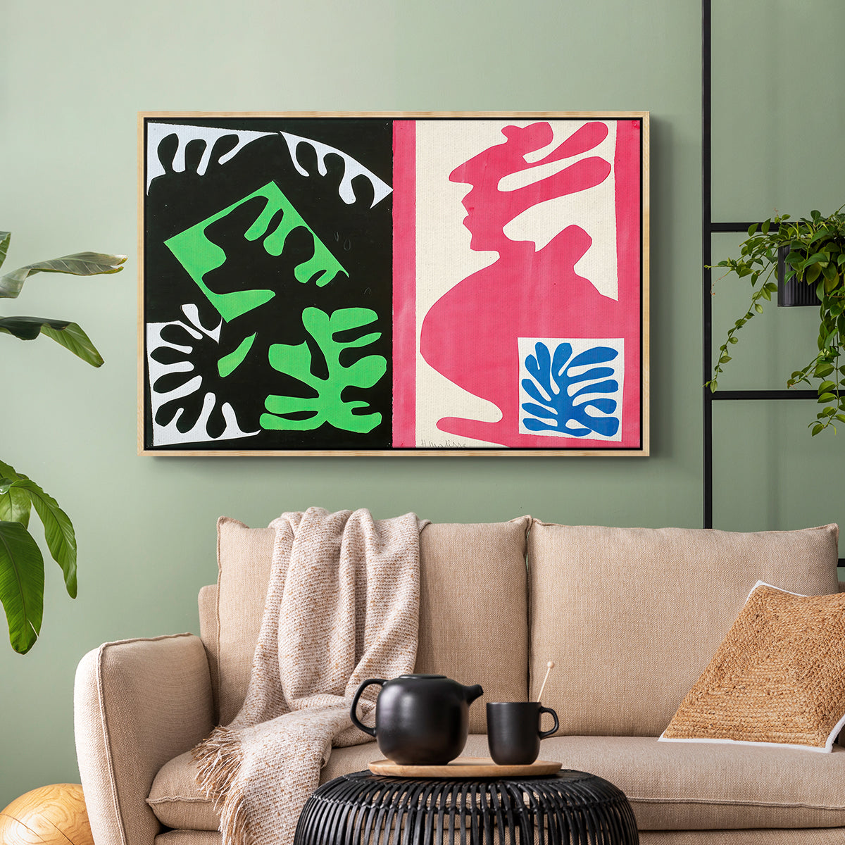 Composition, Black and Red, from Jazz, 1947 - Floater Framed Canvas Print