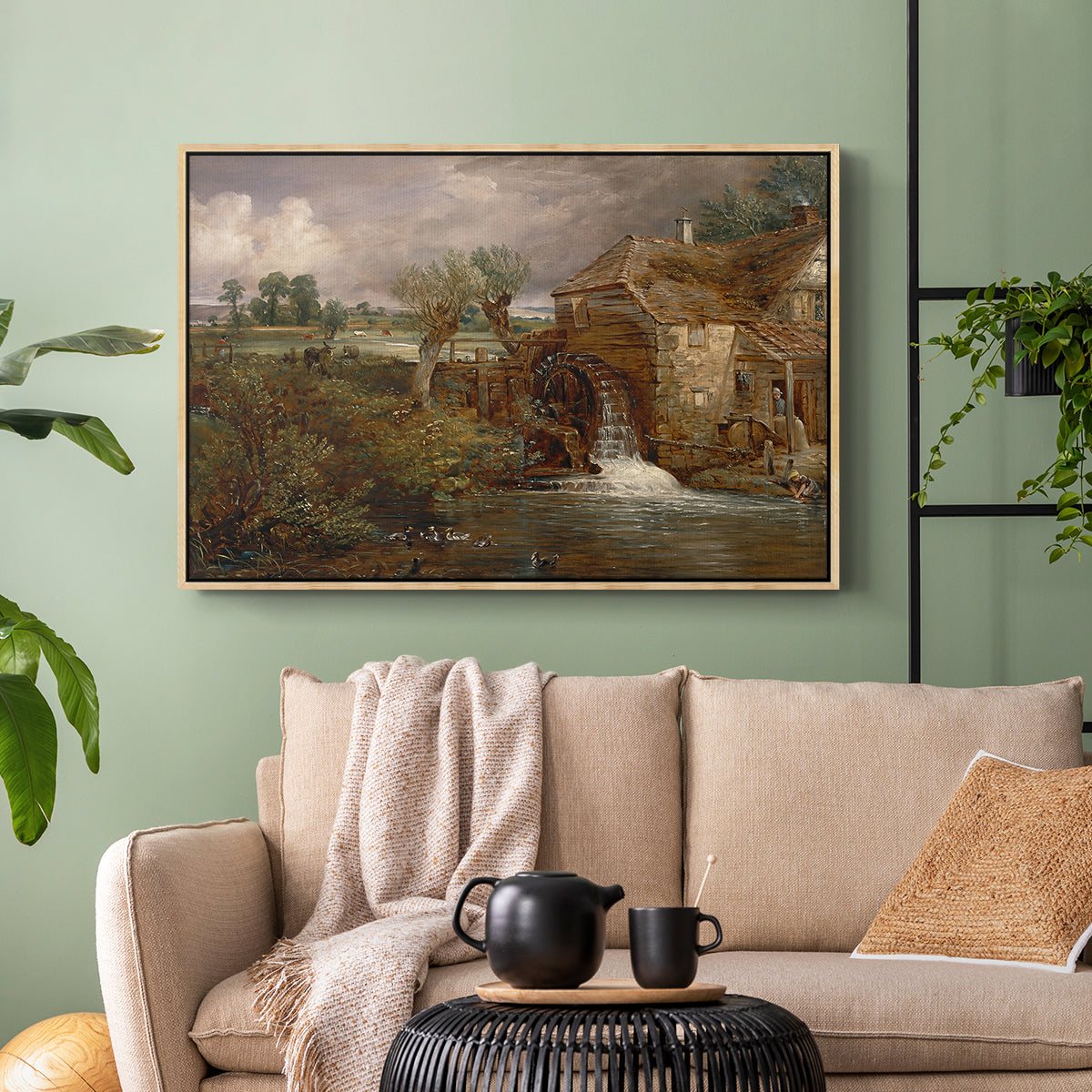 Parham Mill, Gillingham, 1826 - Floater Framed Canvas Print