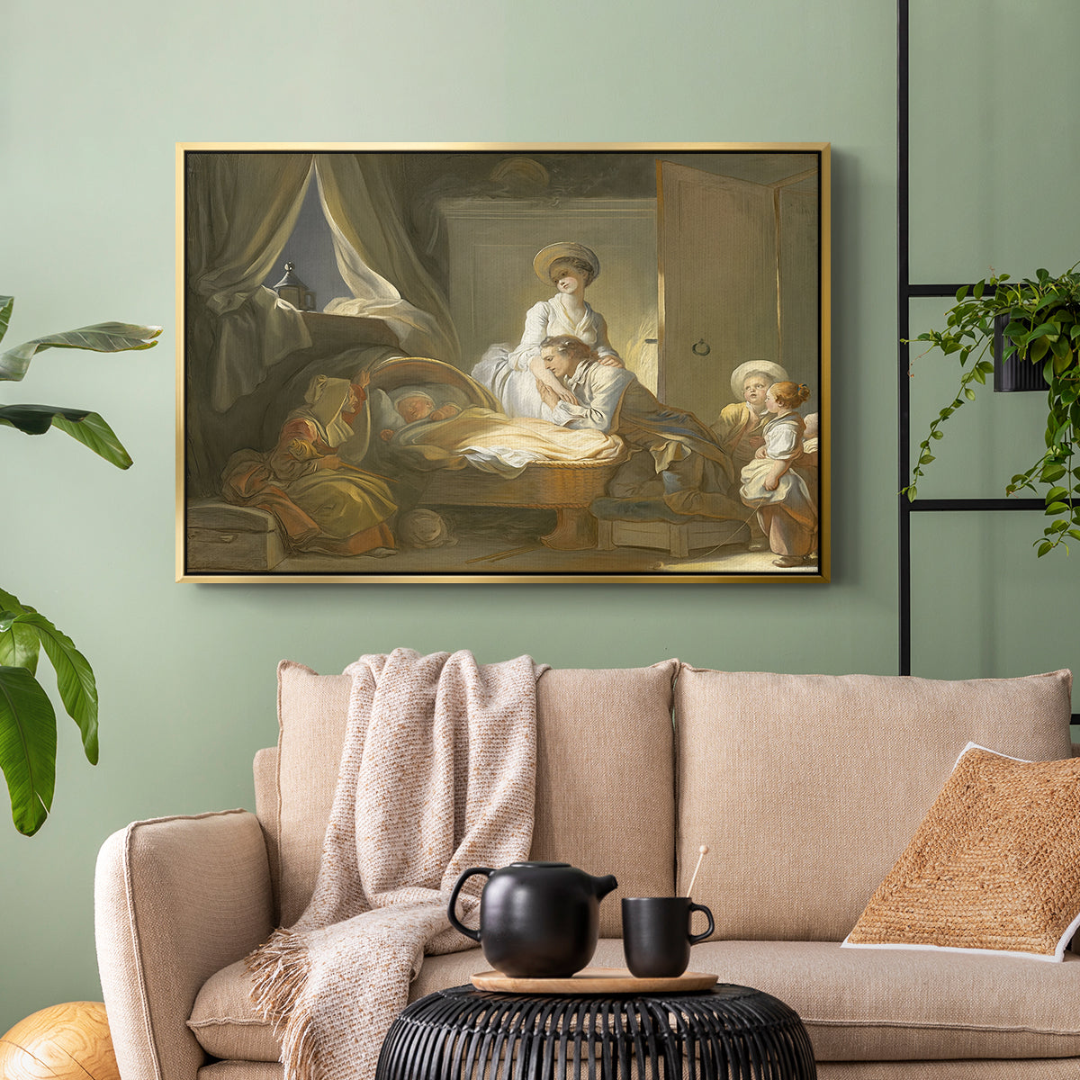 The Visit to the Nursery, c. 1775 - Floater Framed Canvas Print