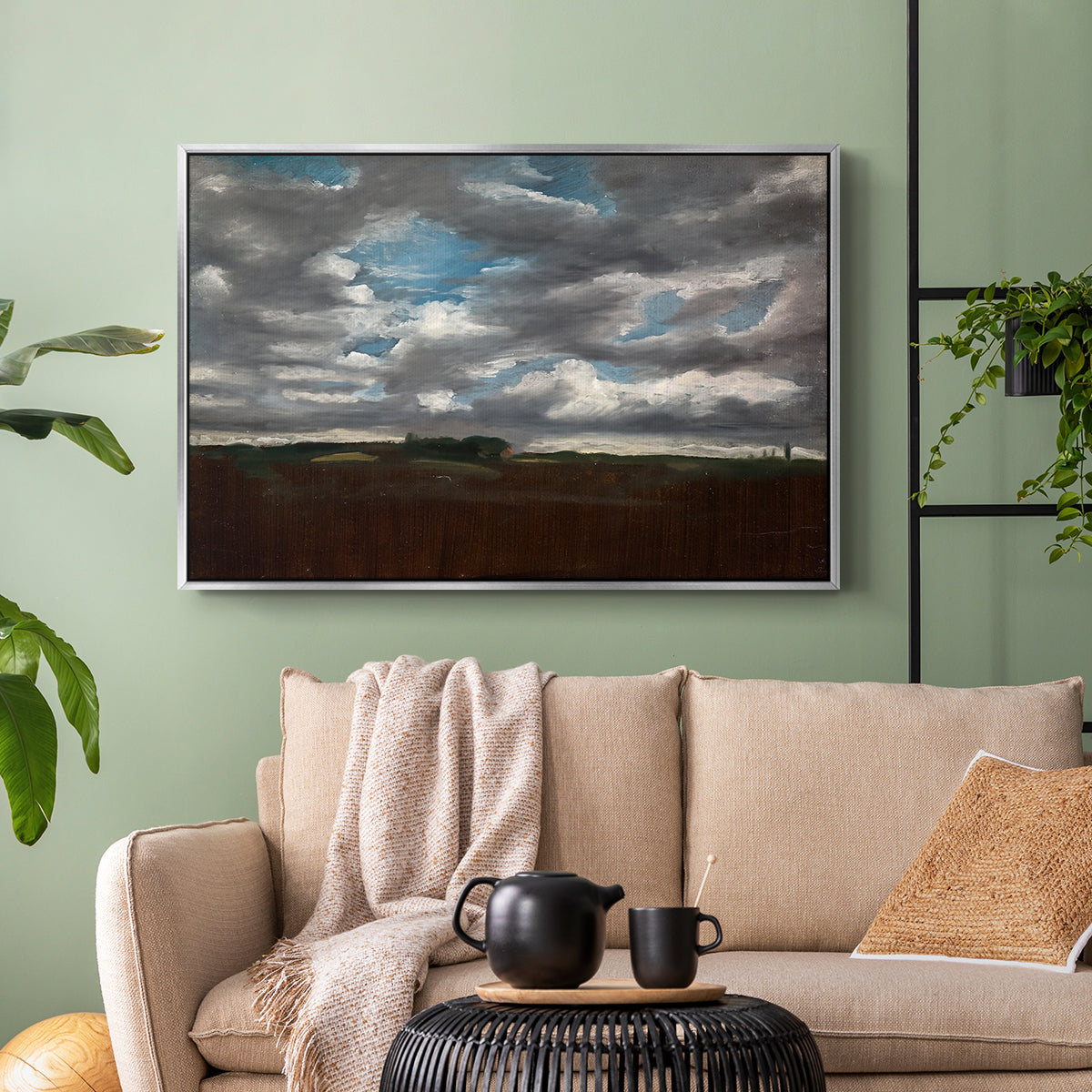Extensive Landscape with Grey Clouds, c. 1821-1822 - Floater Framed Canvas Print