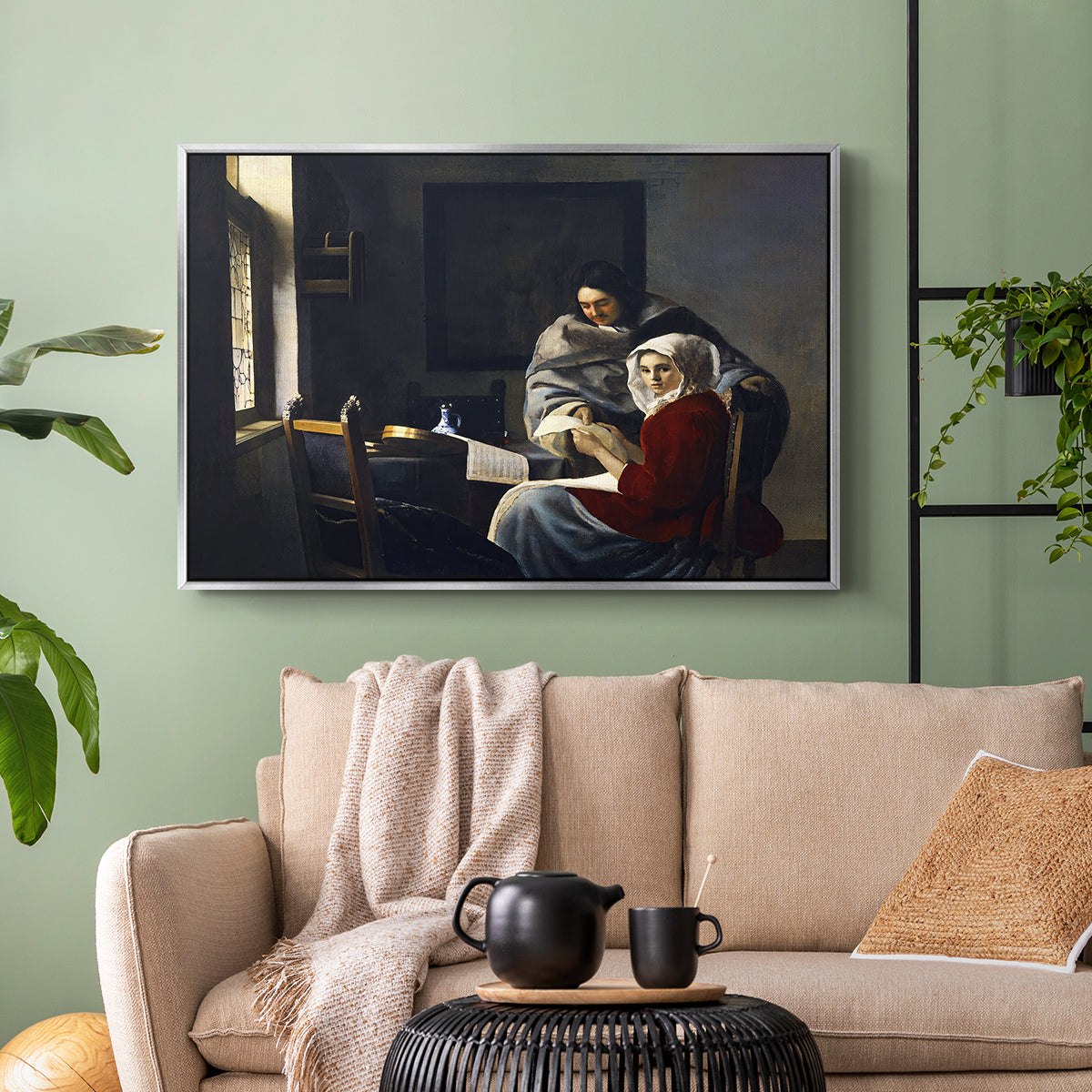 Girl Interrupted at Her Music, c. 1658-1659 - Floater Framed Canvas Print