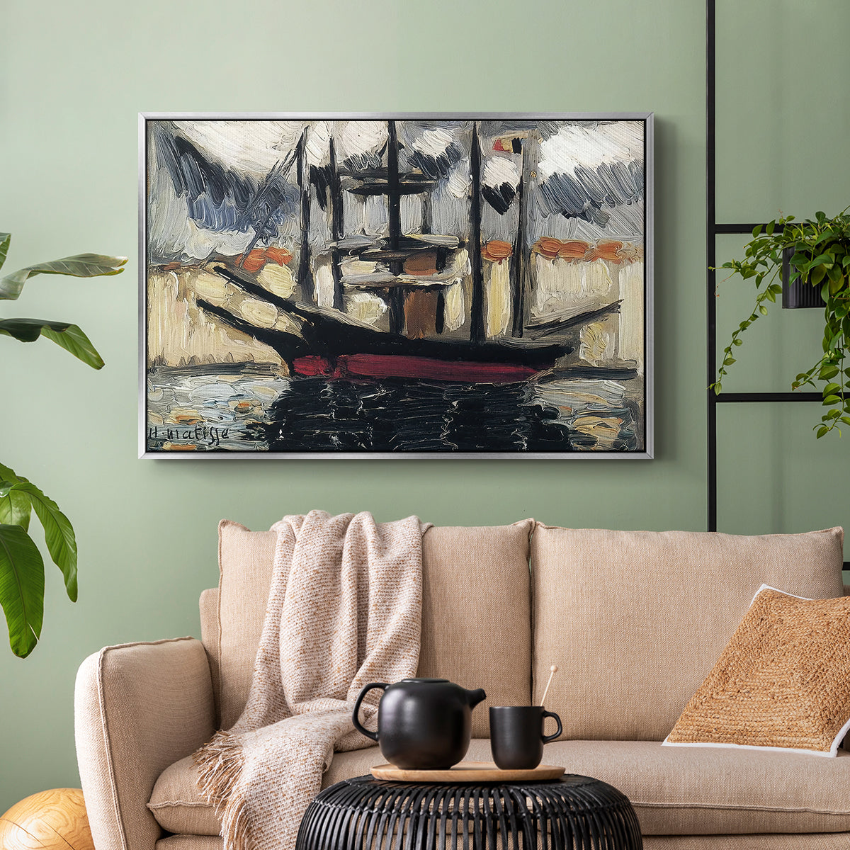 Two Boats Side by Side, Port of Marseilles, c. 1916 - Floater Framed Canvas Print