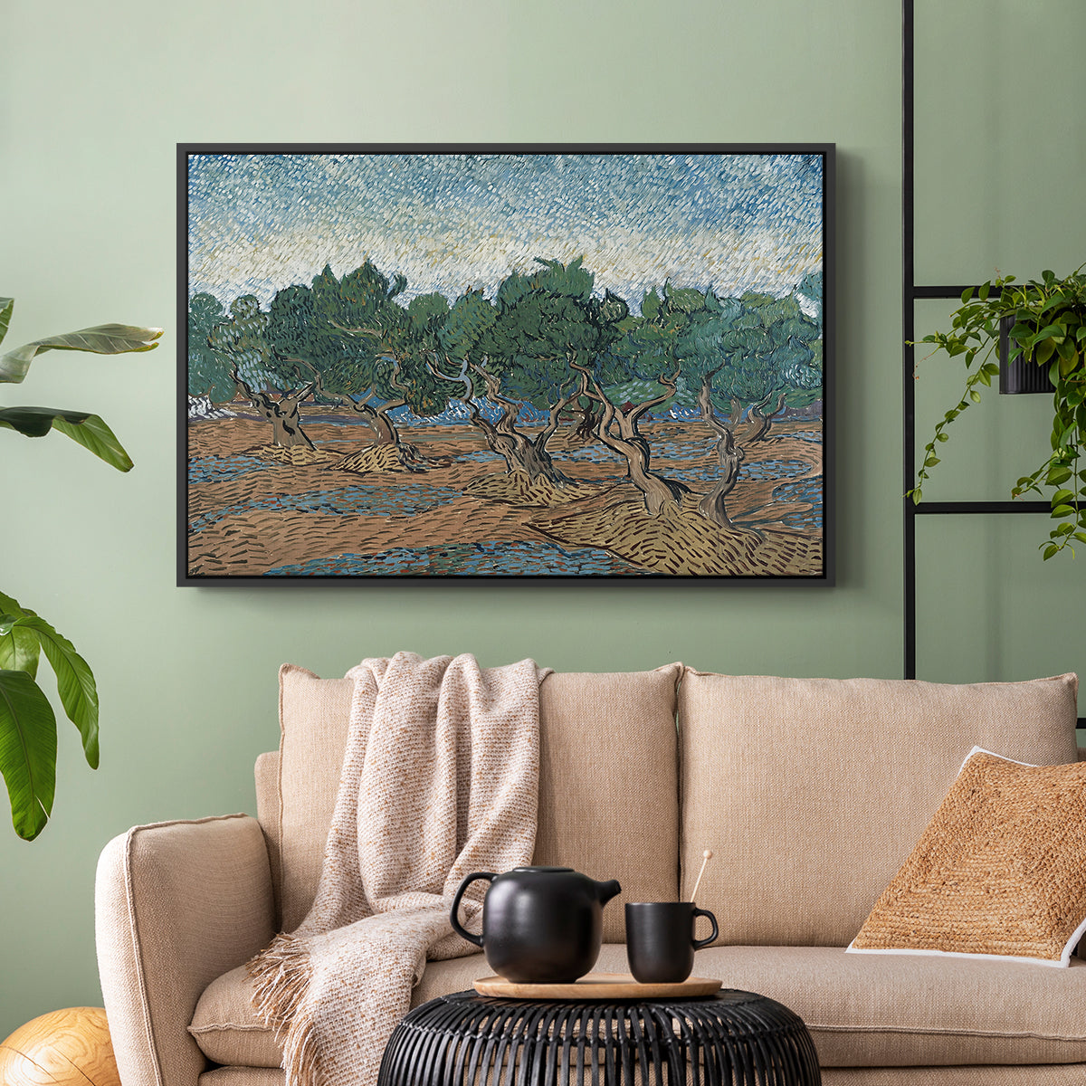 Olive Trees, 1889 - Floater Framed Canvas Print