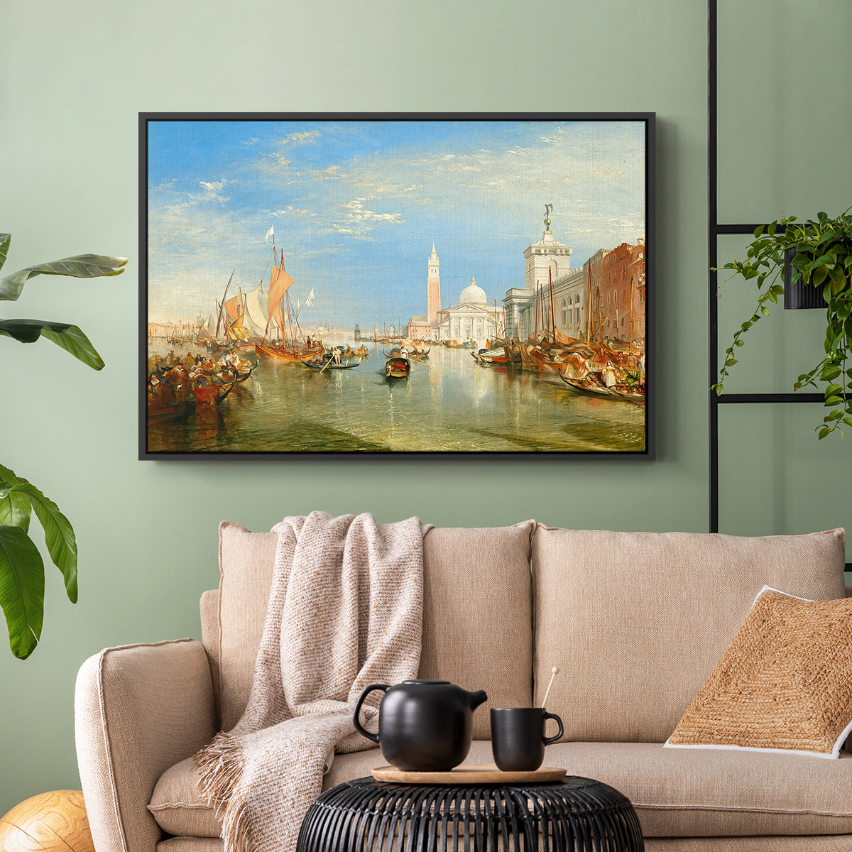 Venice: The Dogana and San Giorgio Maggiore, 1834 - Floater Framed Canvas Print