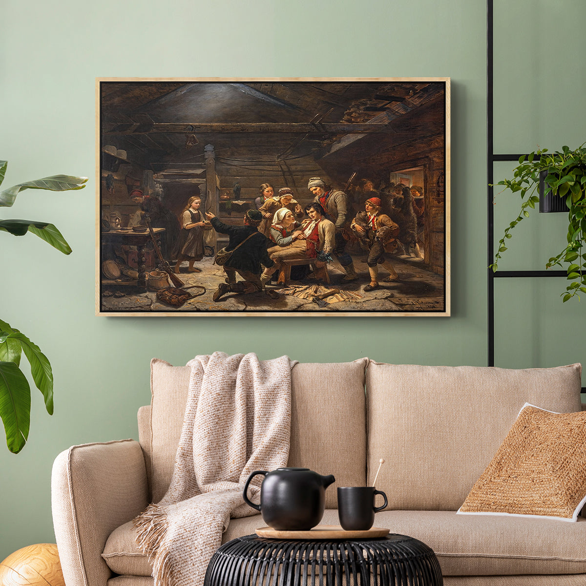 The Return of the Bear Hunter, 1856 - Floater Framed Canvas Print