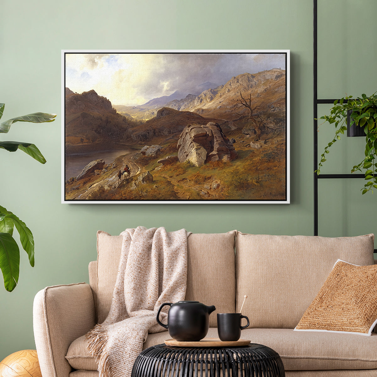 Lledr Valley in Wales, 1864 - Floater Framed Canvas Print