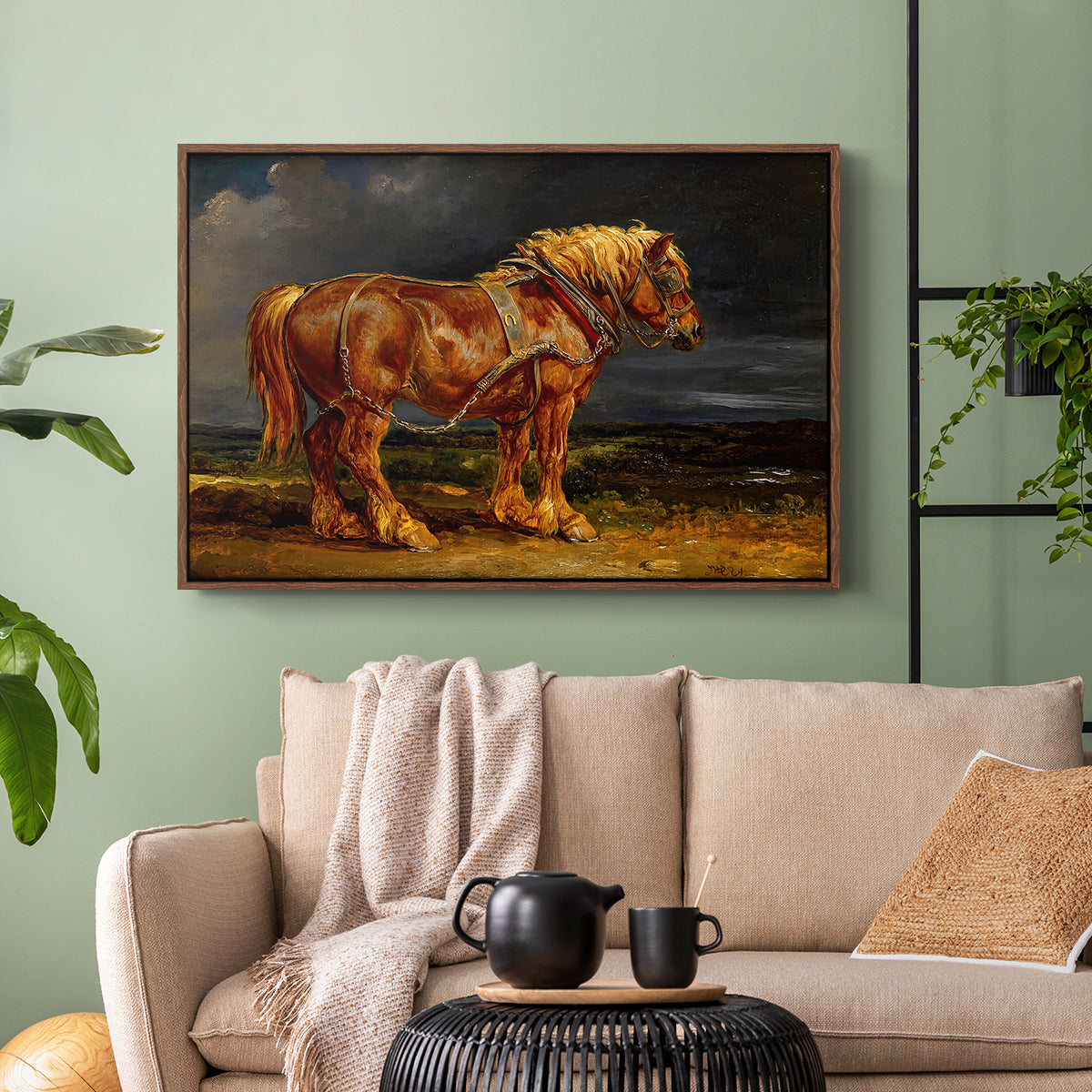 The Shire Horse Elephant in an Extensive Landscape, c. 1850s - Floater Framed Canvas Print