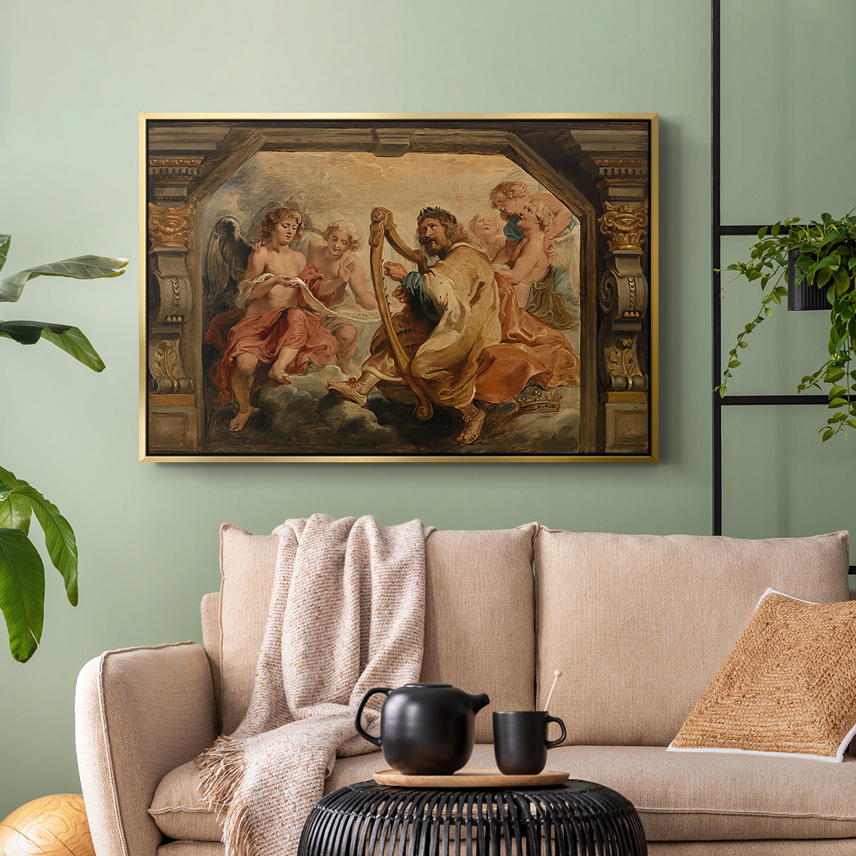 King David Playing the Harp, c. 1627-1628 - Floater Framed Canvas Print