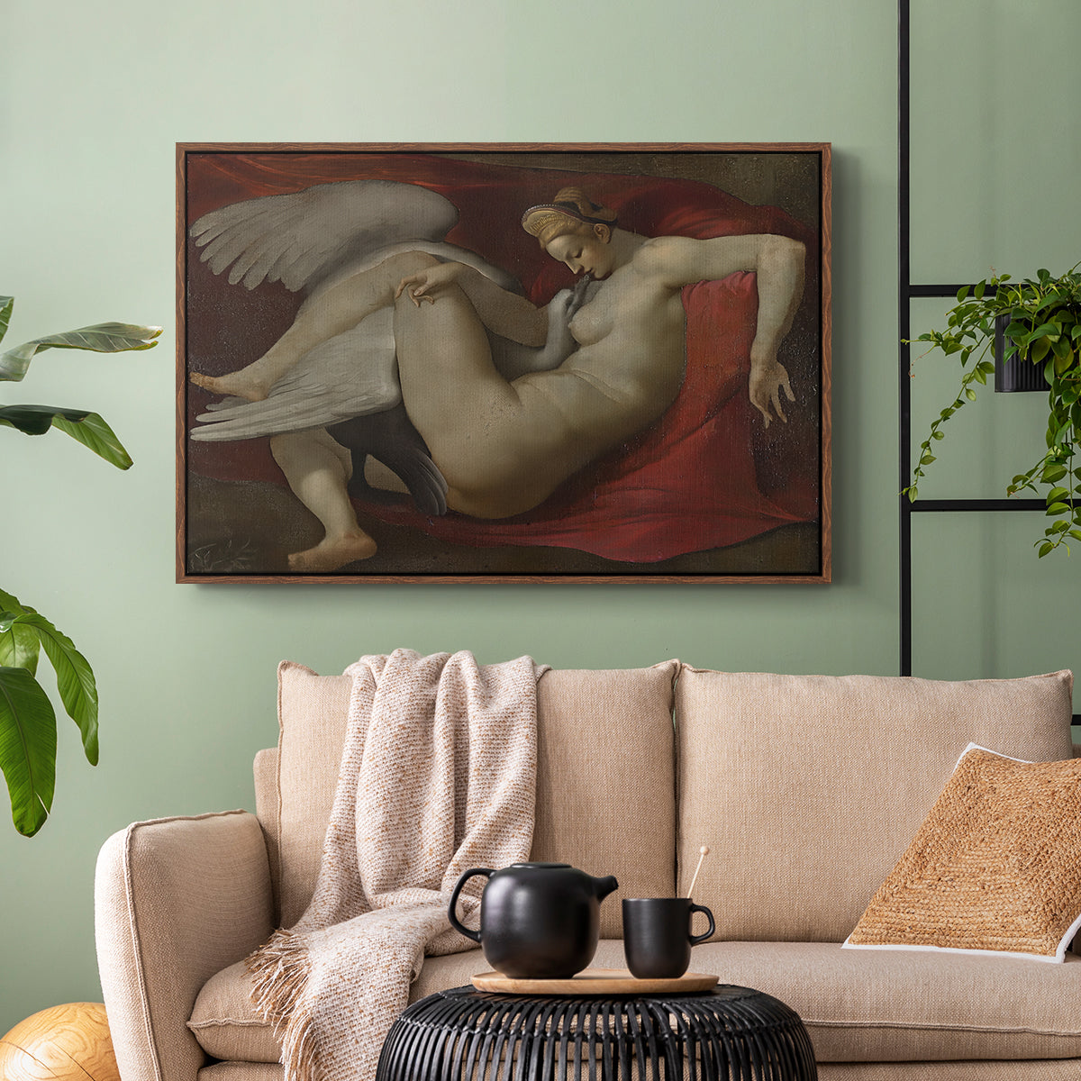 Leda and the Swan (16th-Century Version), c. 1530 - Floater Framed Canvas Print