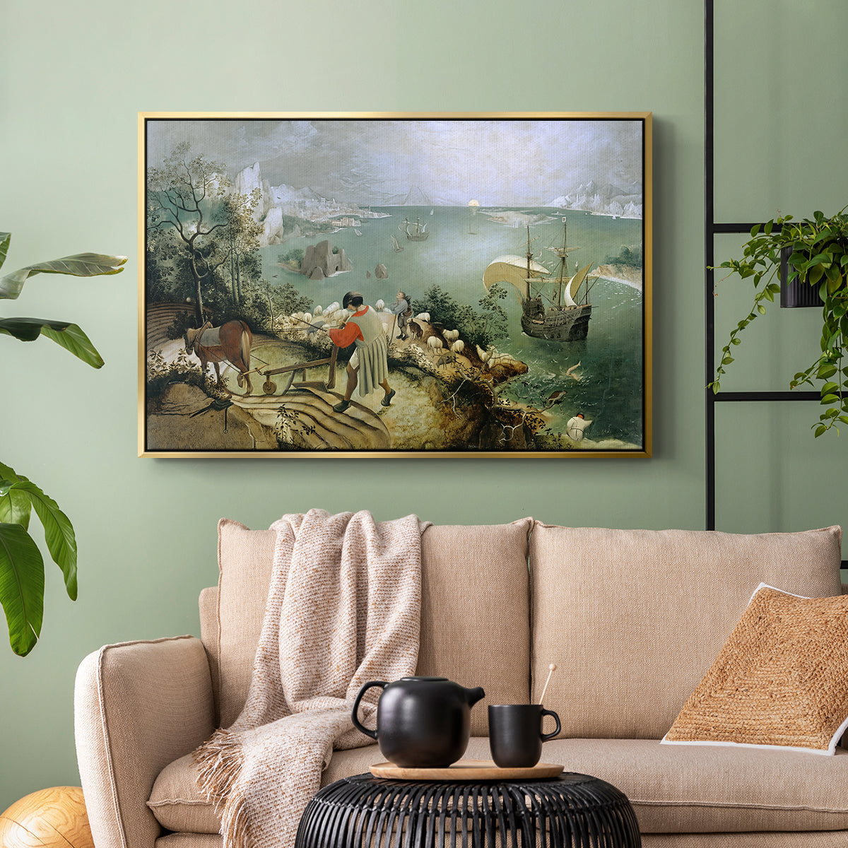 Landscape with the Fall of Icarus, c. 1560 - Floater Framed Canvas Print