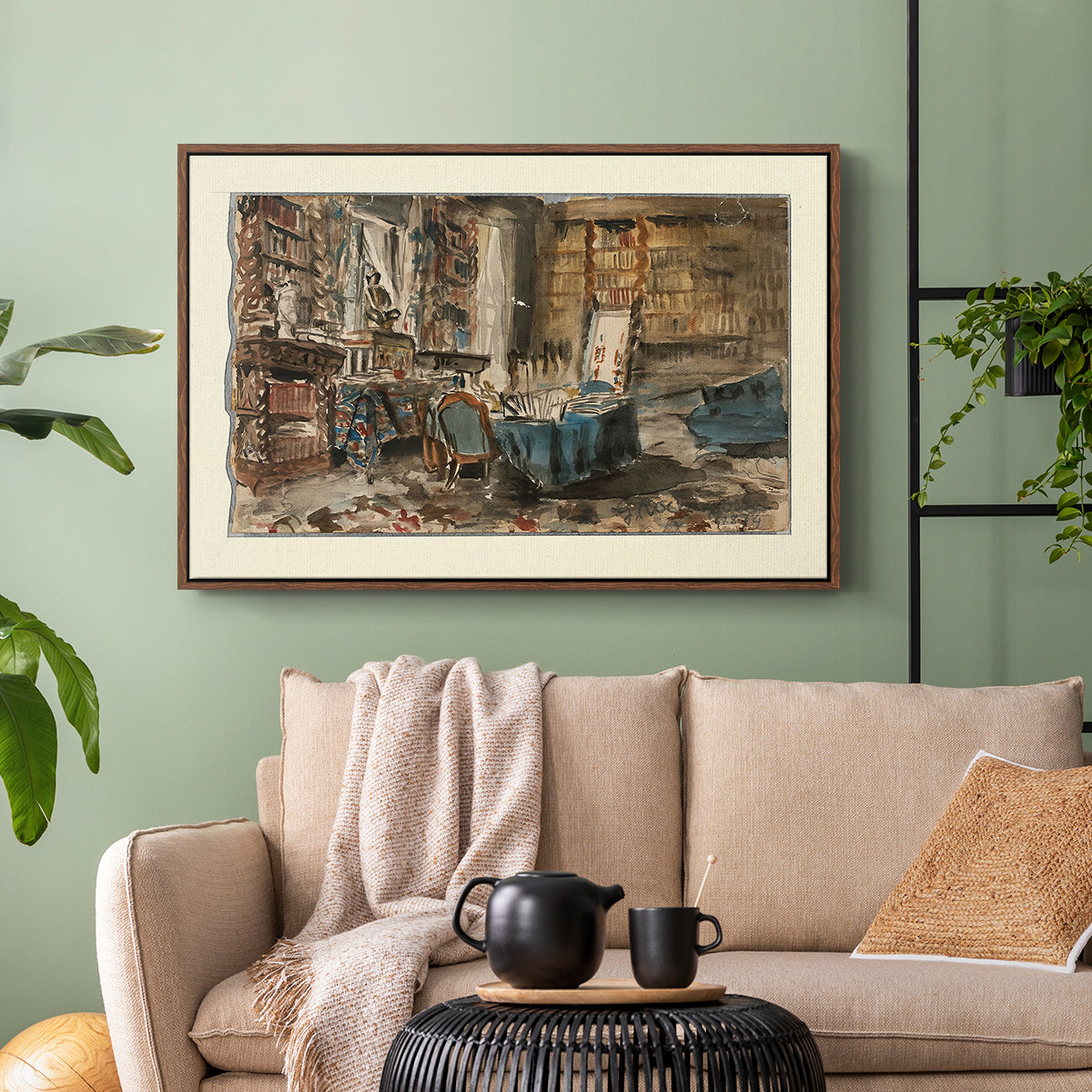 Cabinet de Flaubert à Croisset, 1874 - Floater Framed Canvas Print