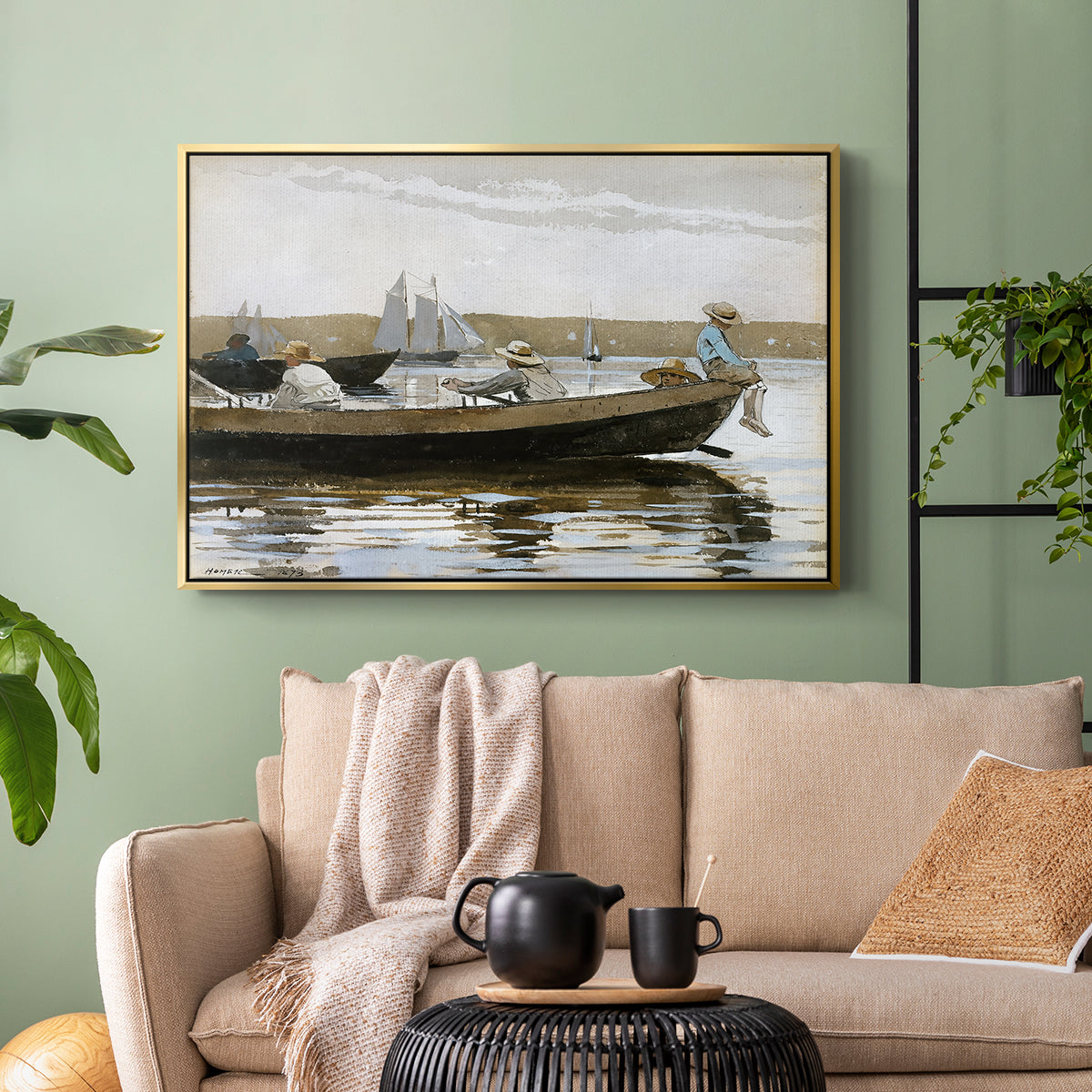 Boys in a Dory, 1873 - Floater Framed Canvas Print