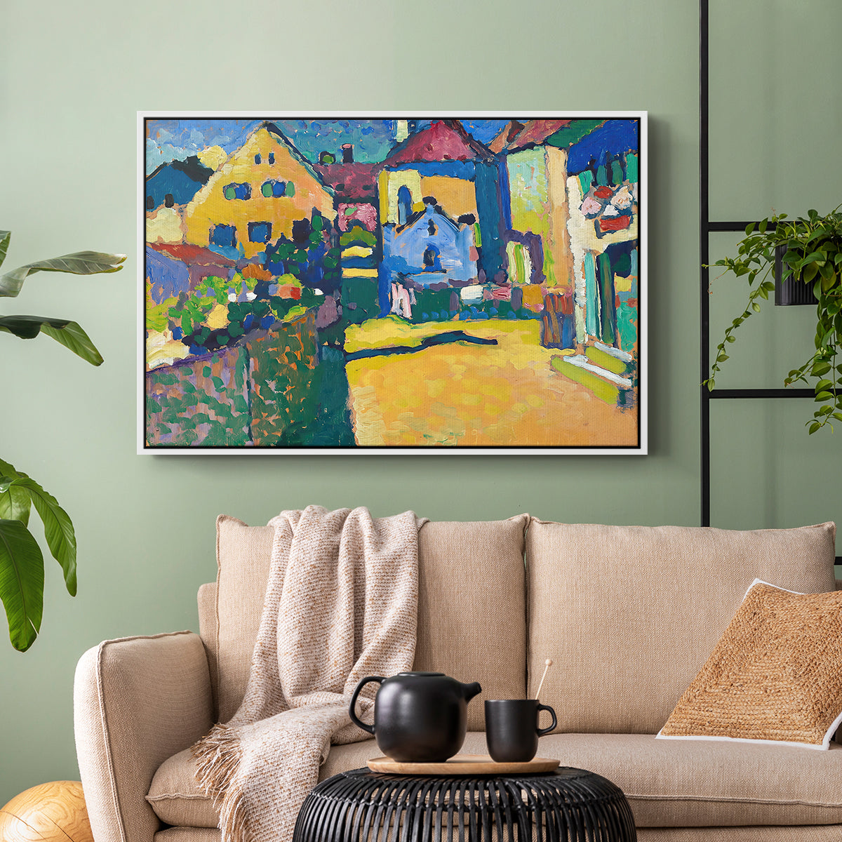 Green Lane in Murnau, 1909 - Floater Framed Canvas Print