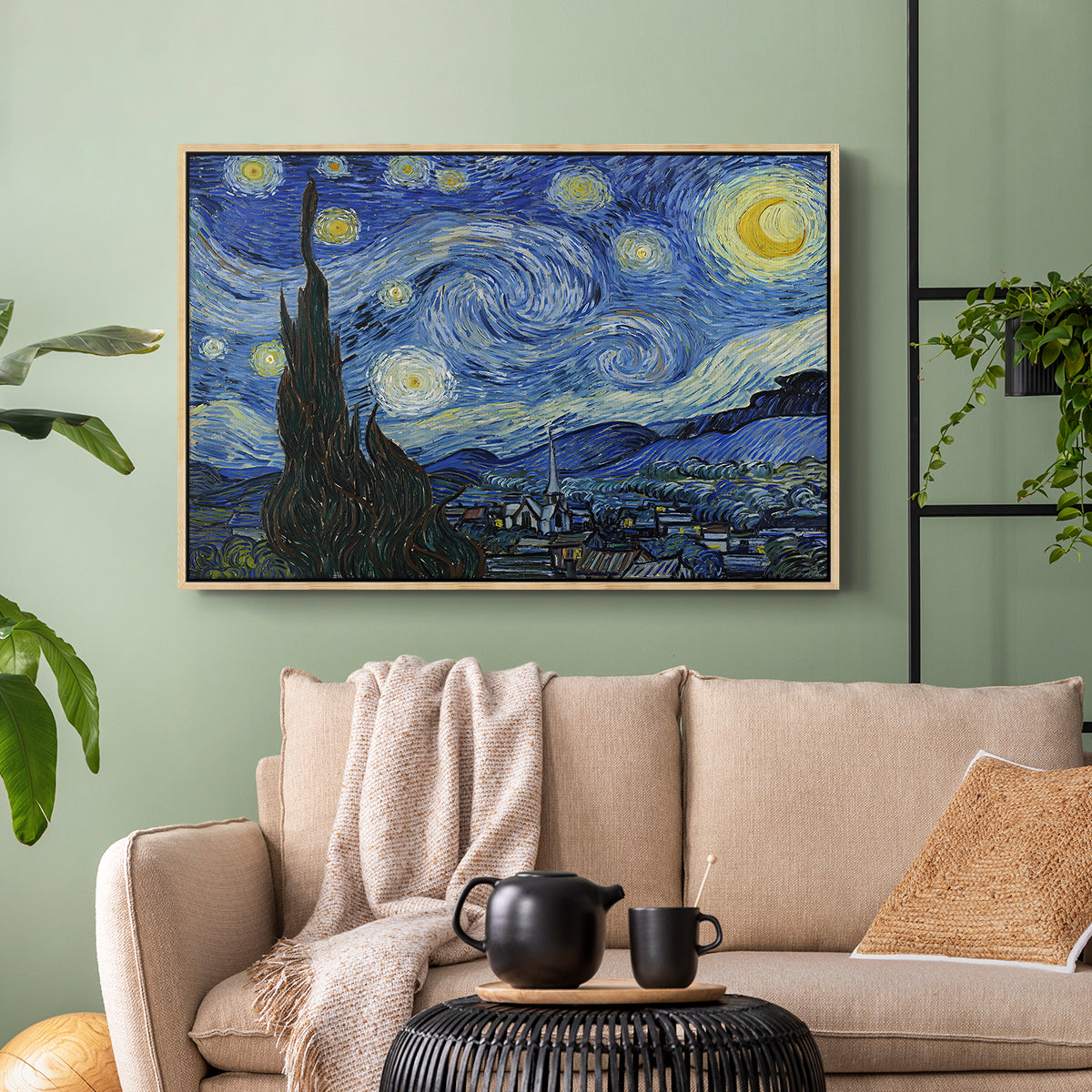 The Starry Night, 1889 - Floater Framed Canvas Print