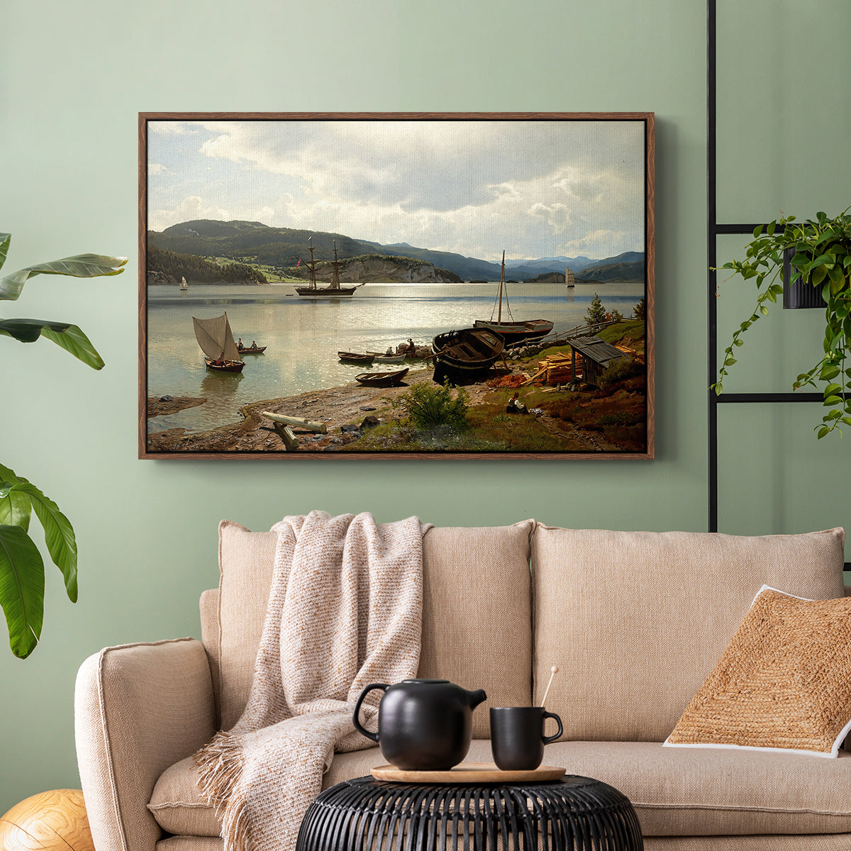 By the Water, 1876 - Floater Framed Canvas Print