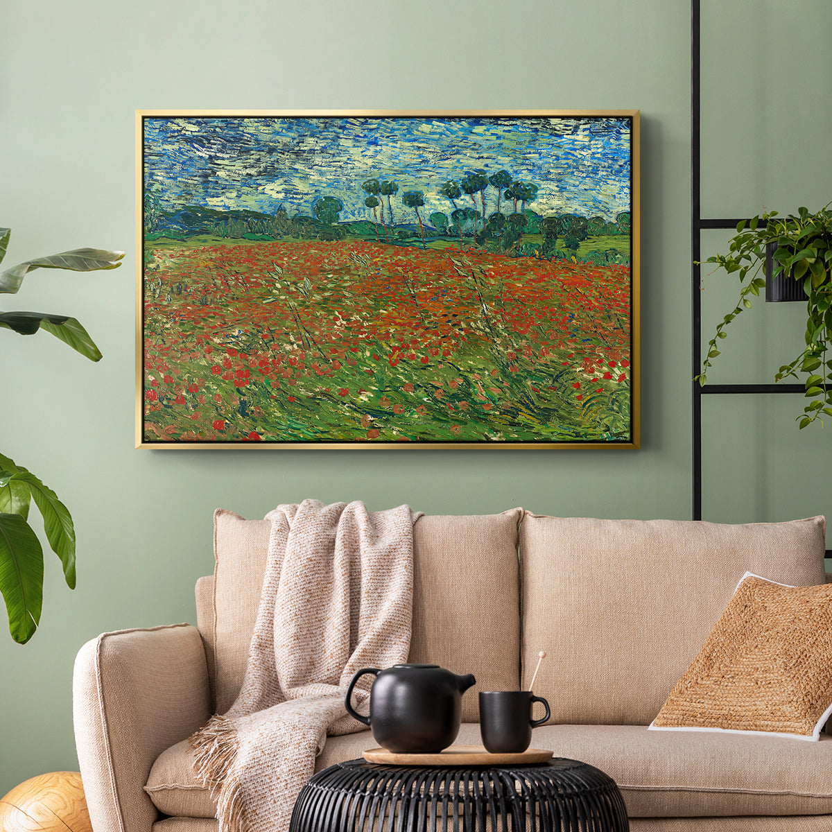 Field with Poppies, 1889 - Floater Framed Canvas Print
