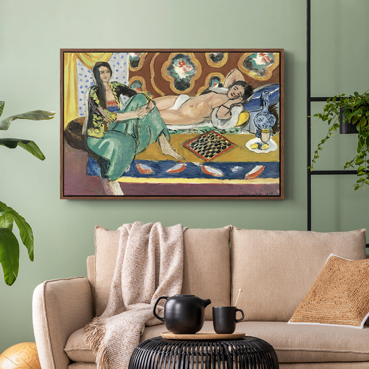 Odalisques Playing Checkers (Odalisques jouant aux dames), 1928 - Floater Framed Canvas Print