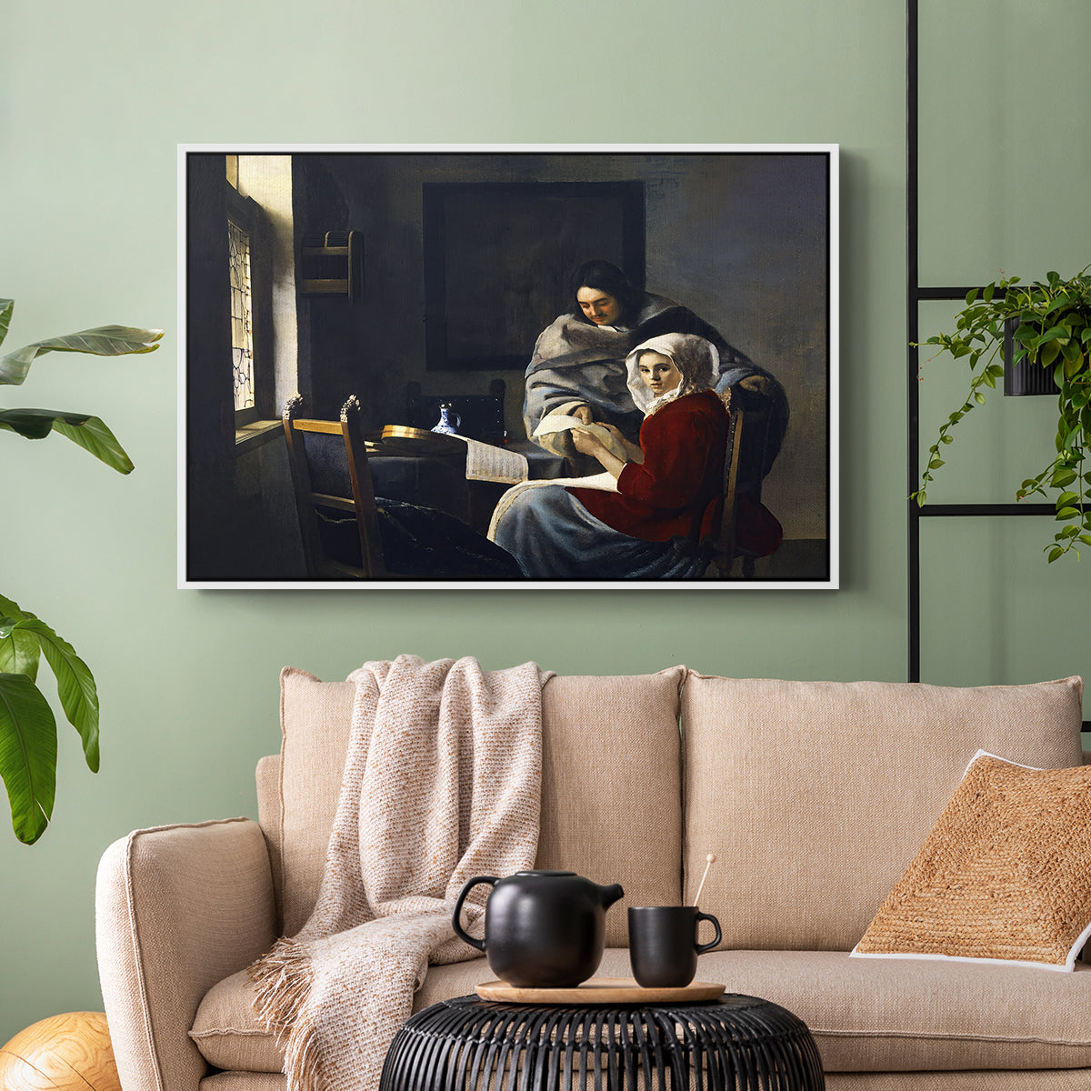 Girl Interrupted at Her Music, c. 1658-1659 - Floater Framed Canvas Print