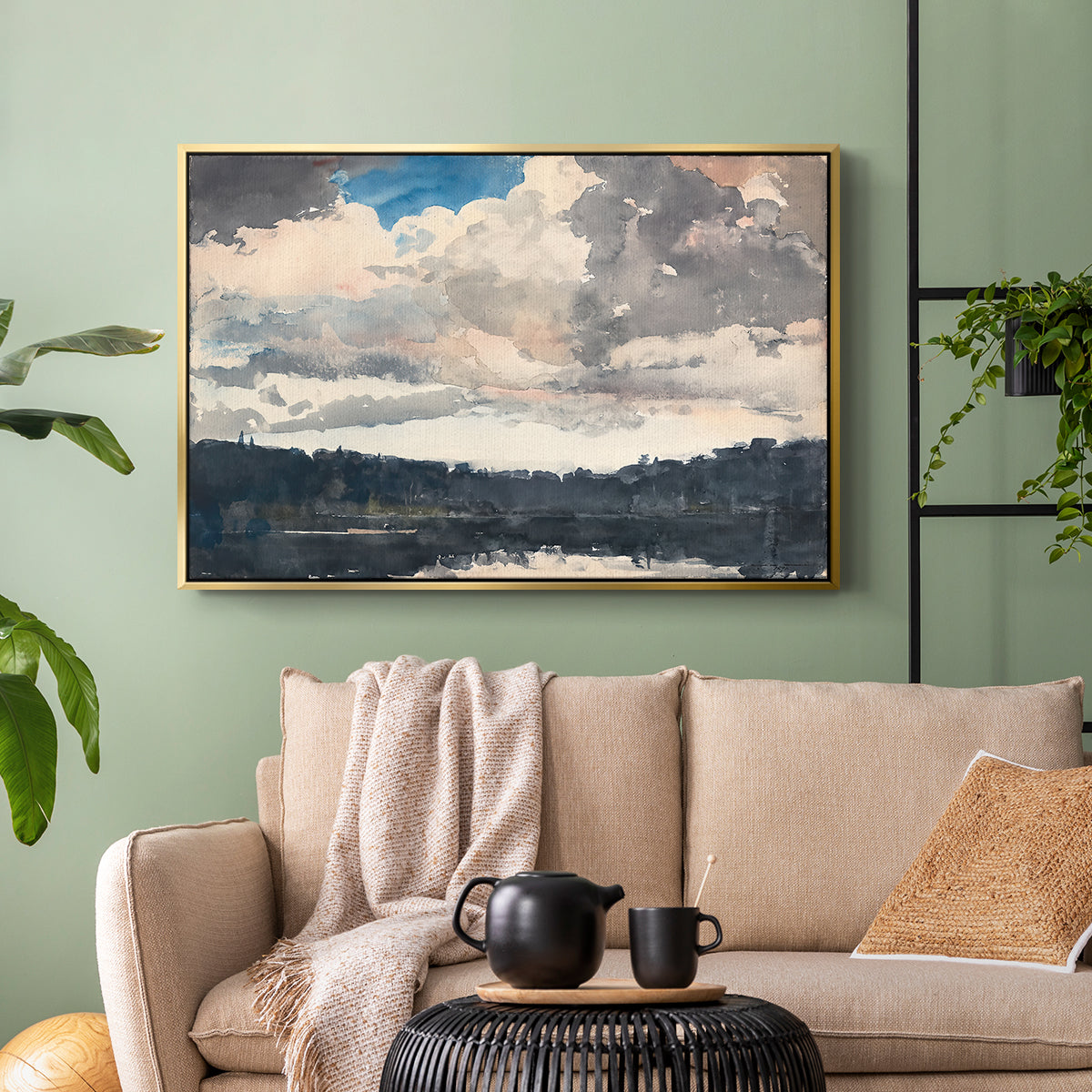 The Lone Boat, North Woods Club, Adirondacks, 1892 - Floater Framed Canvas Print