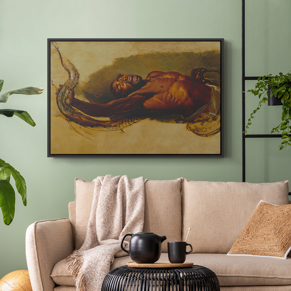 Man Struggling with a Boa Constrictor, c. 1803 - Floater Framed Canvas Print