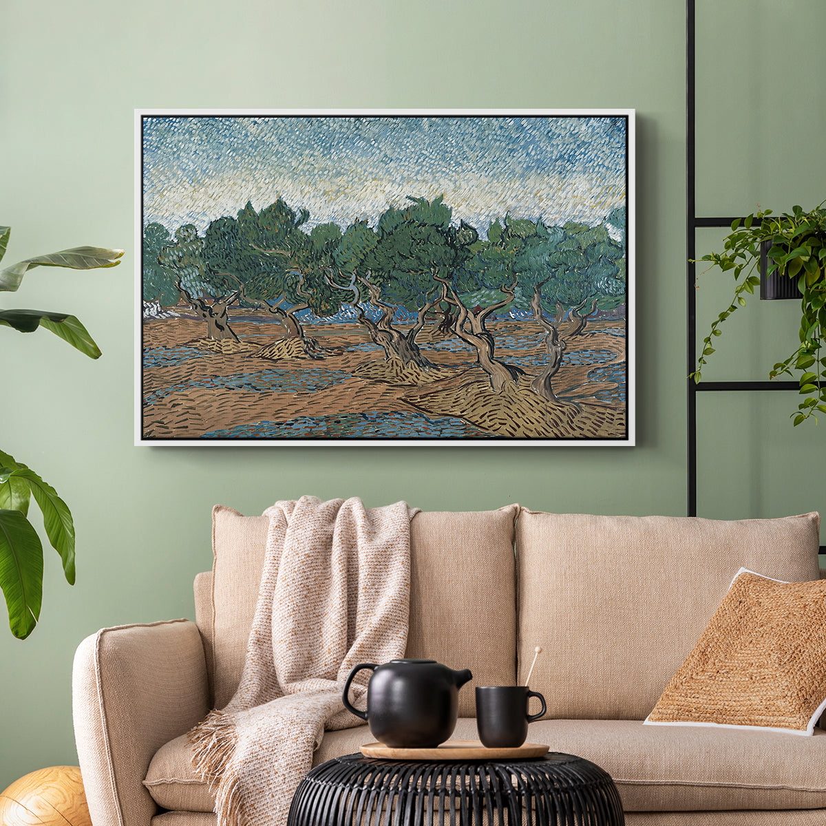 Olive Trees, 1889 - Floater Framed Canvas Print
