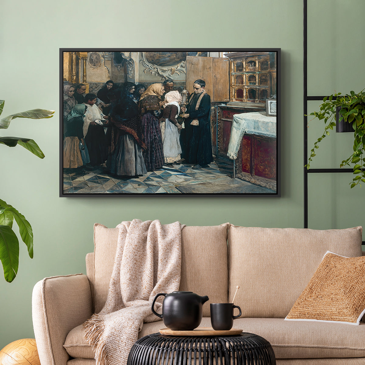 Kissing the Relic, 1893 - Floater Framed Canvas Print