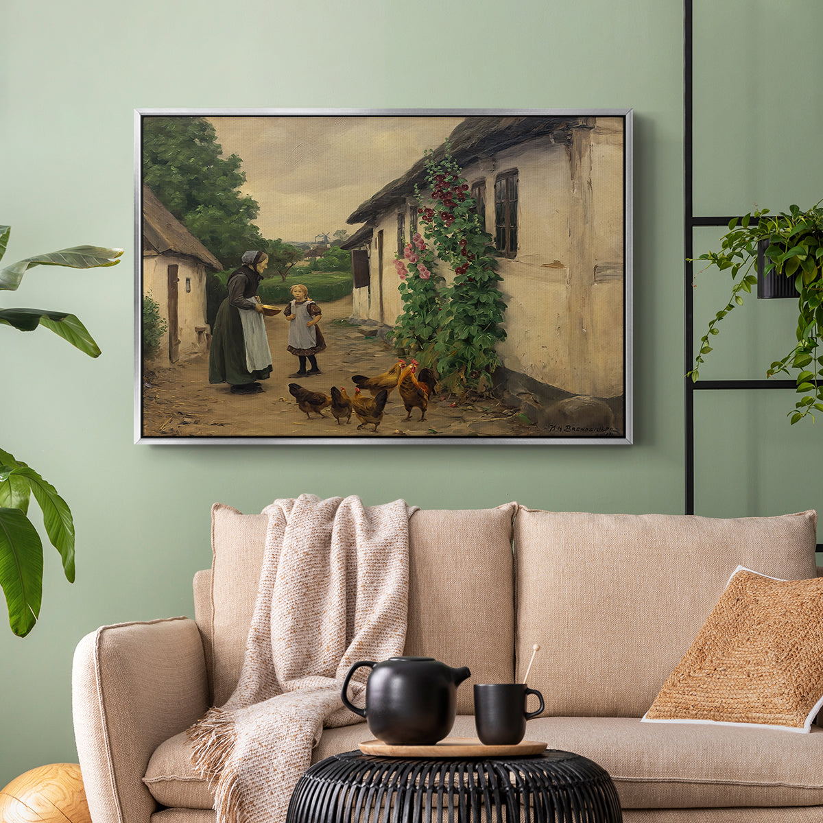 Visit to Grandmother, 1914 - Floater Framed Canvas Print