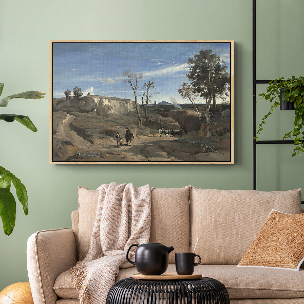 La Cervara, the Roman Campagna, c. 1830-1831 - Floater Framed Canvas Print