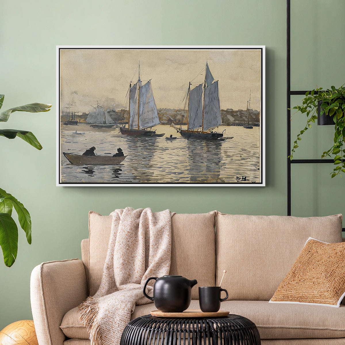 Two Schooners, Gloucester, c. 1880 - Floater Framed Canvas Print