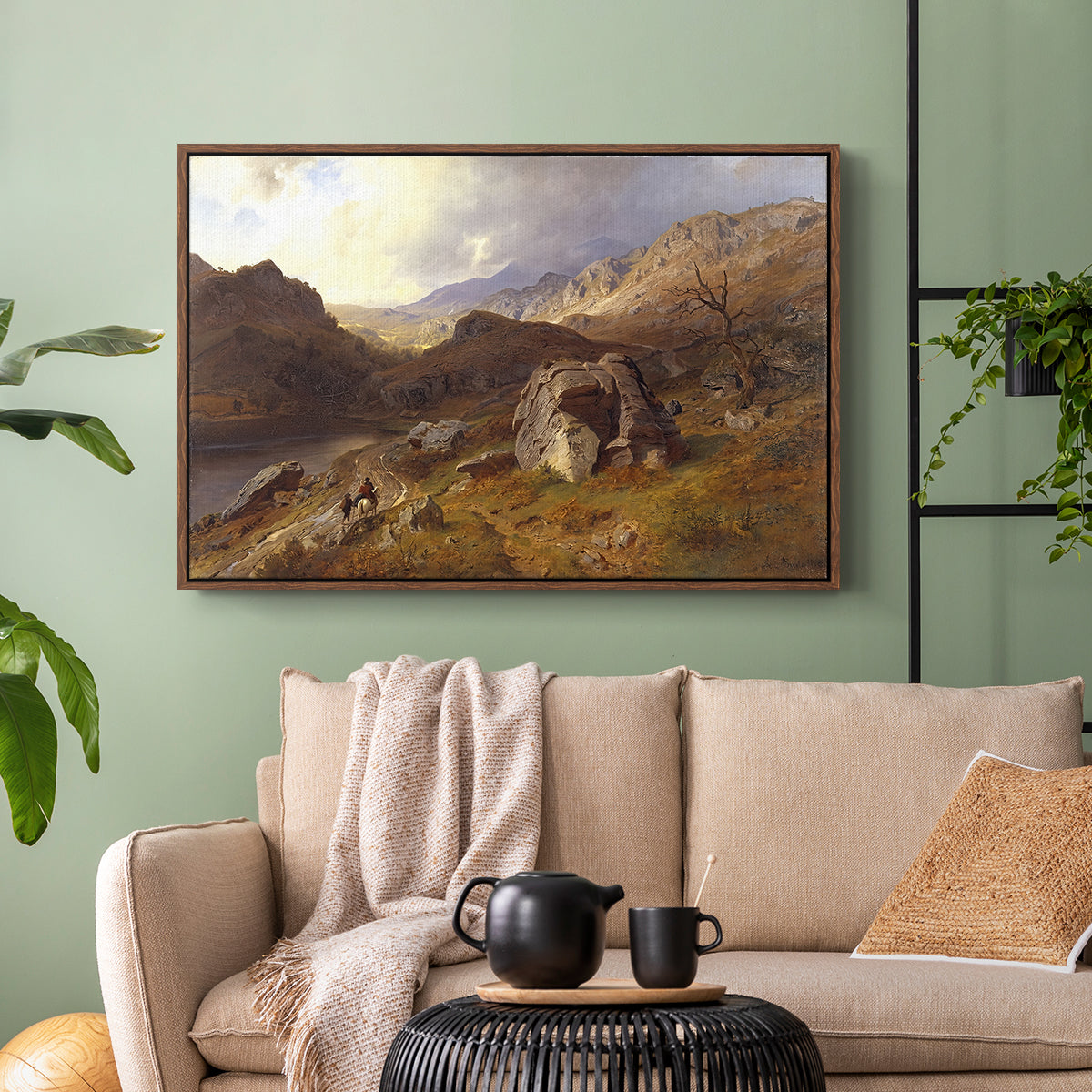 Lledr Valley in Wales, 1864 - Floater Framed Canvas Print