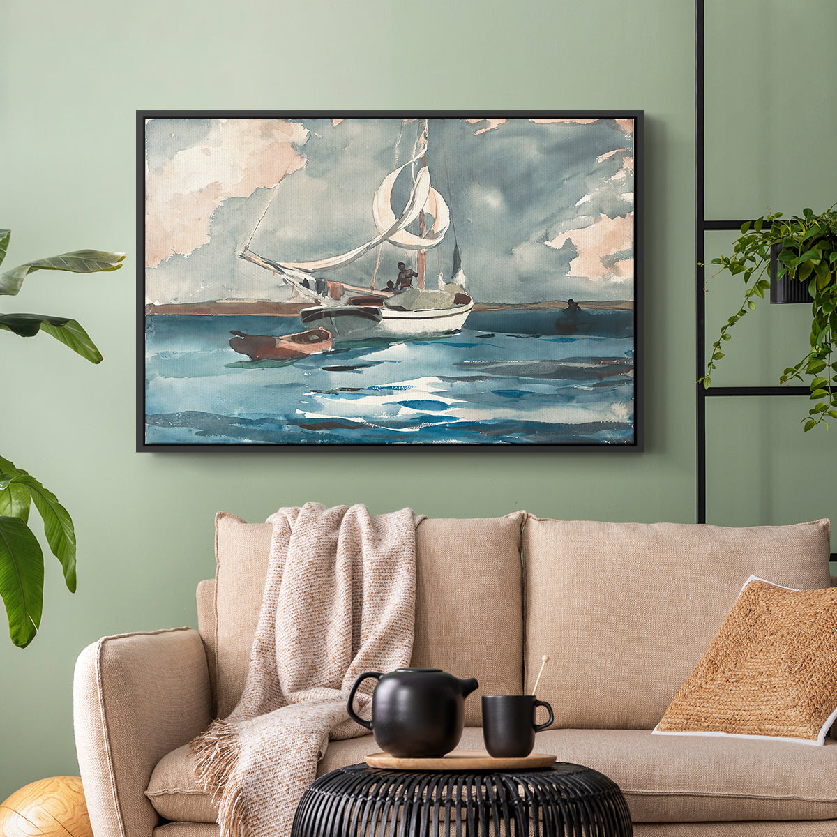 Sloop, Nassau, 1899 - Floater Framed Canvas Print