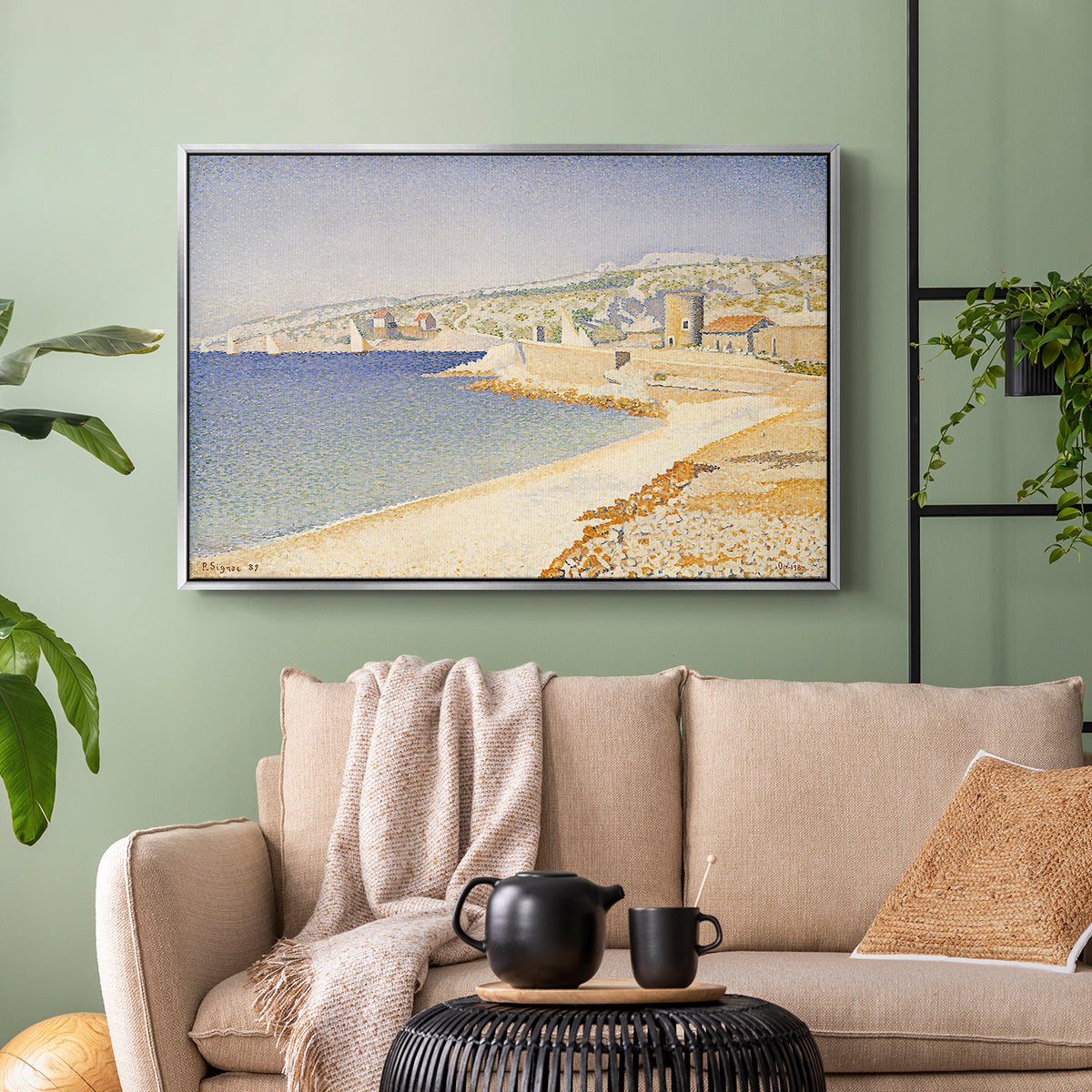 The Jetty at Cassis, Opus 198, 1889 - Floater Framed Canvas Print
