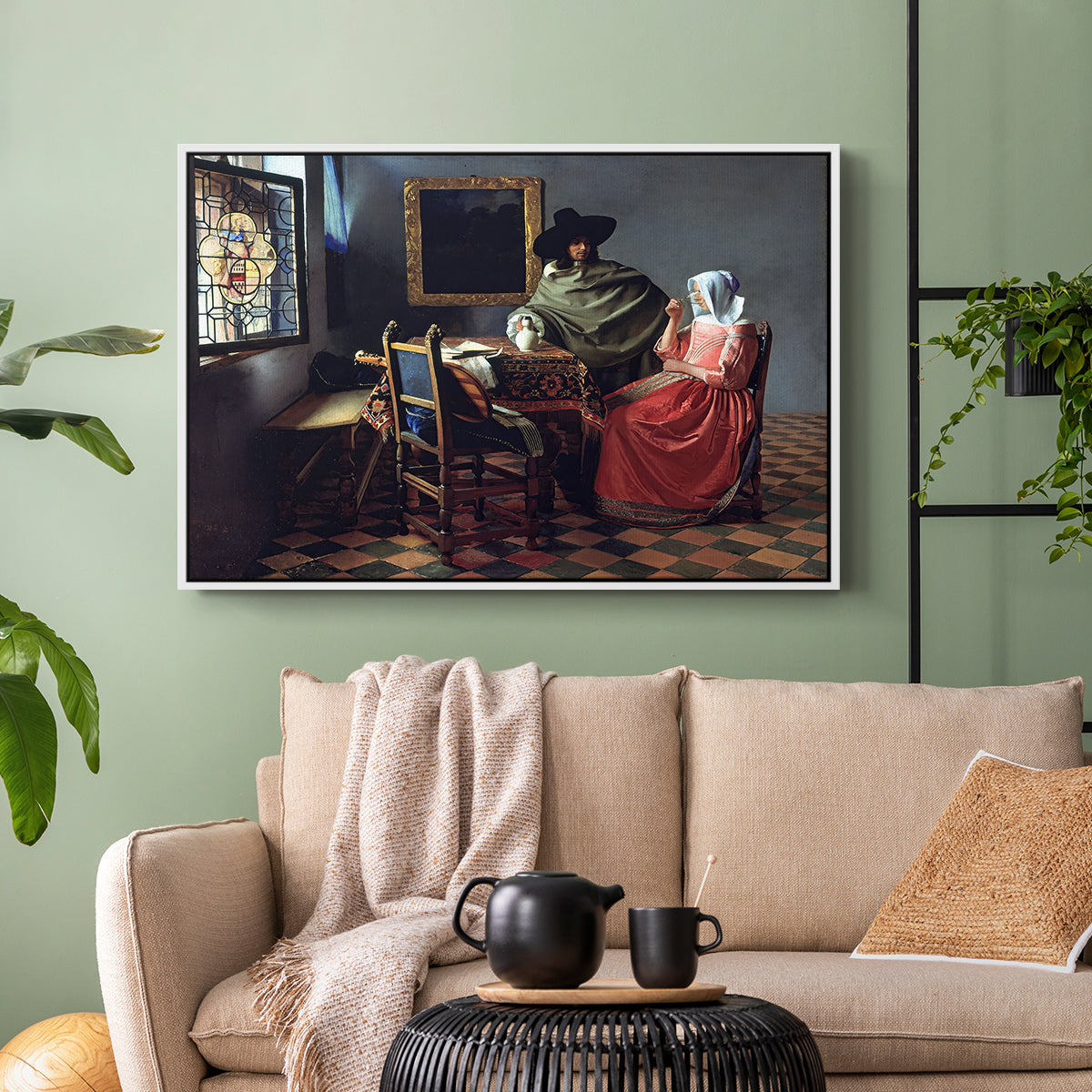 The Glass of Wine, c. 1660 - Floater Framed Canvas Print