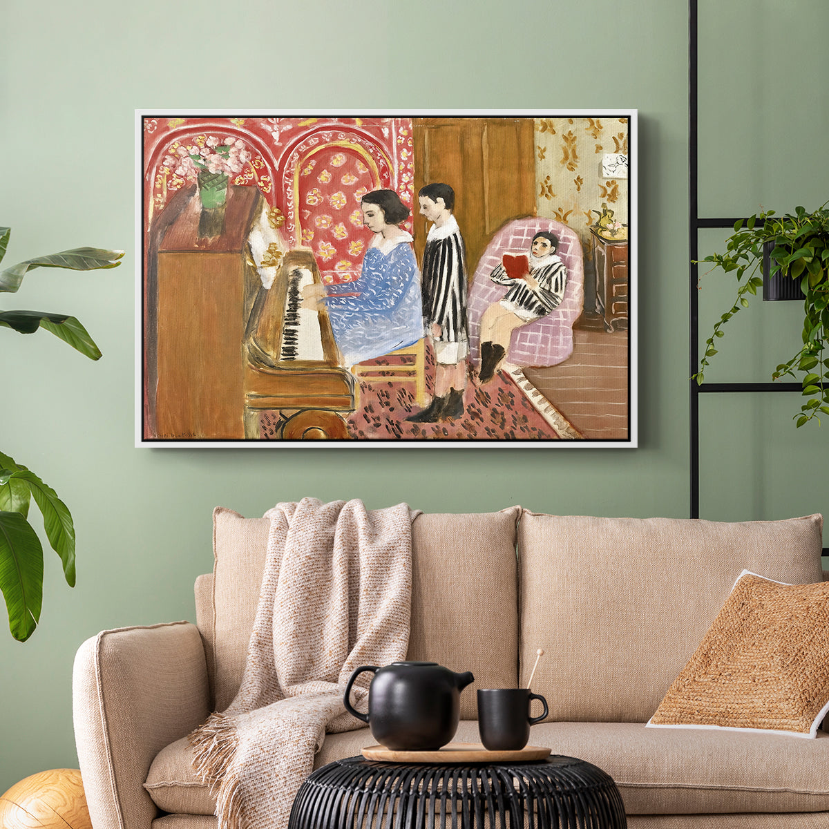 The Piano Lesson, 1923 - Floater Framed Canvas Print
