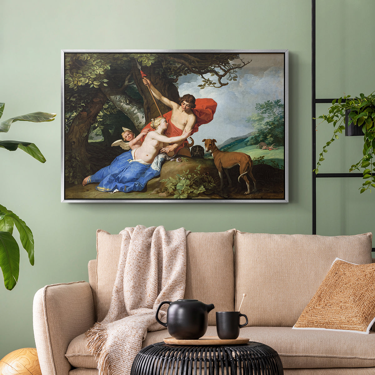 Venus and Adonis, 1632 - Floater Framed Canvas Print