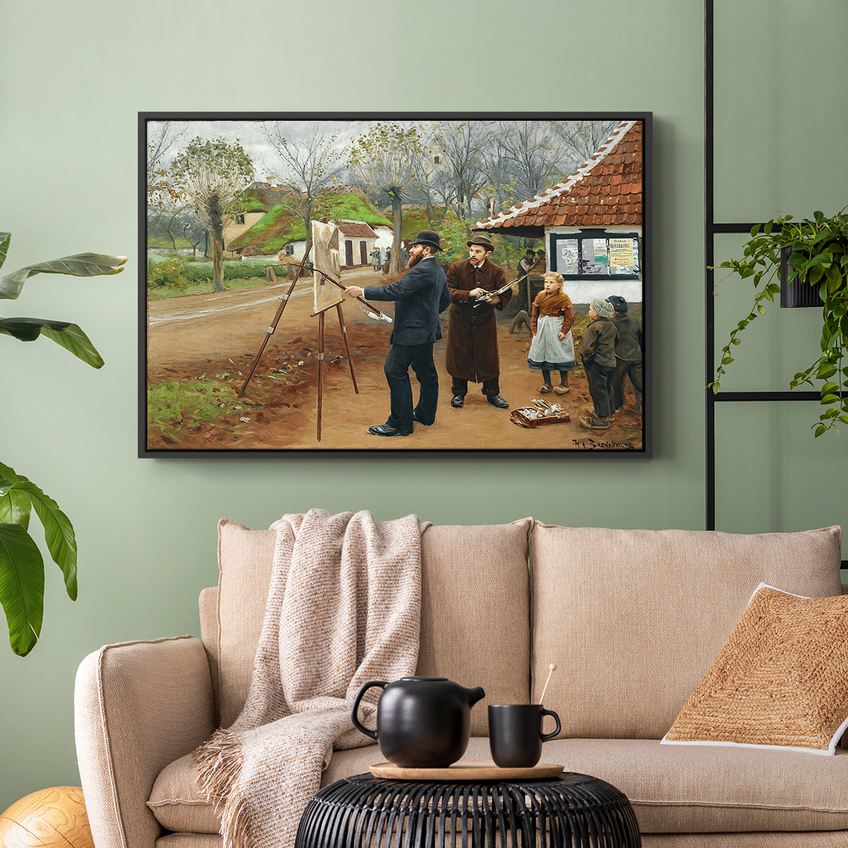 L. A. Ring Painting near Aasum Smithy, 1893 - Floater Framed Canvas Print