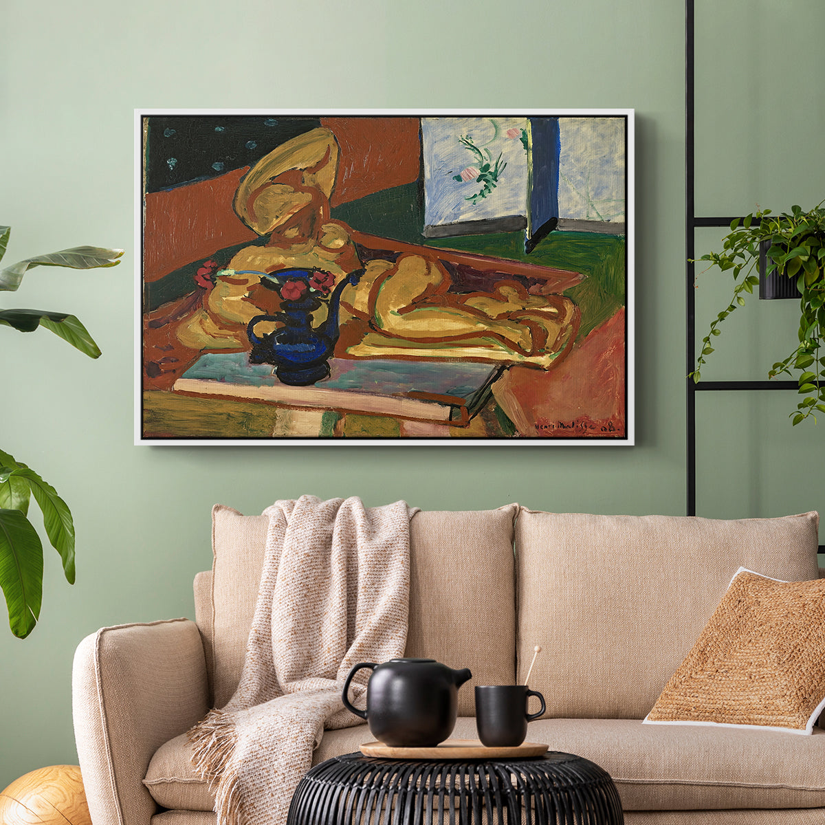 Sculpture and Persian Vase (The Bronze Figure), 1908 - Floater Framed Canvas Print