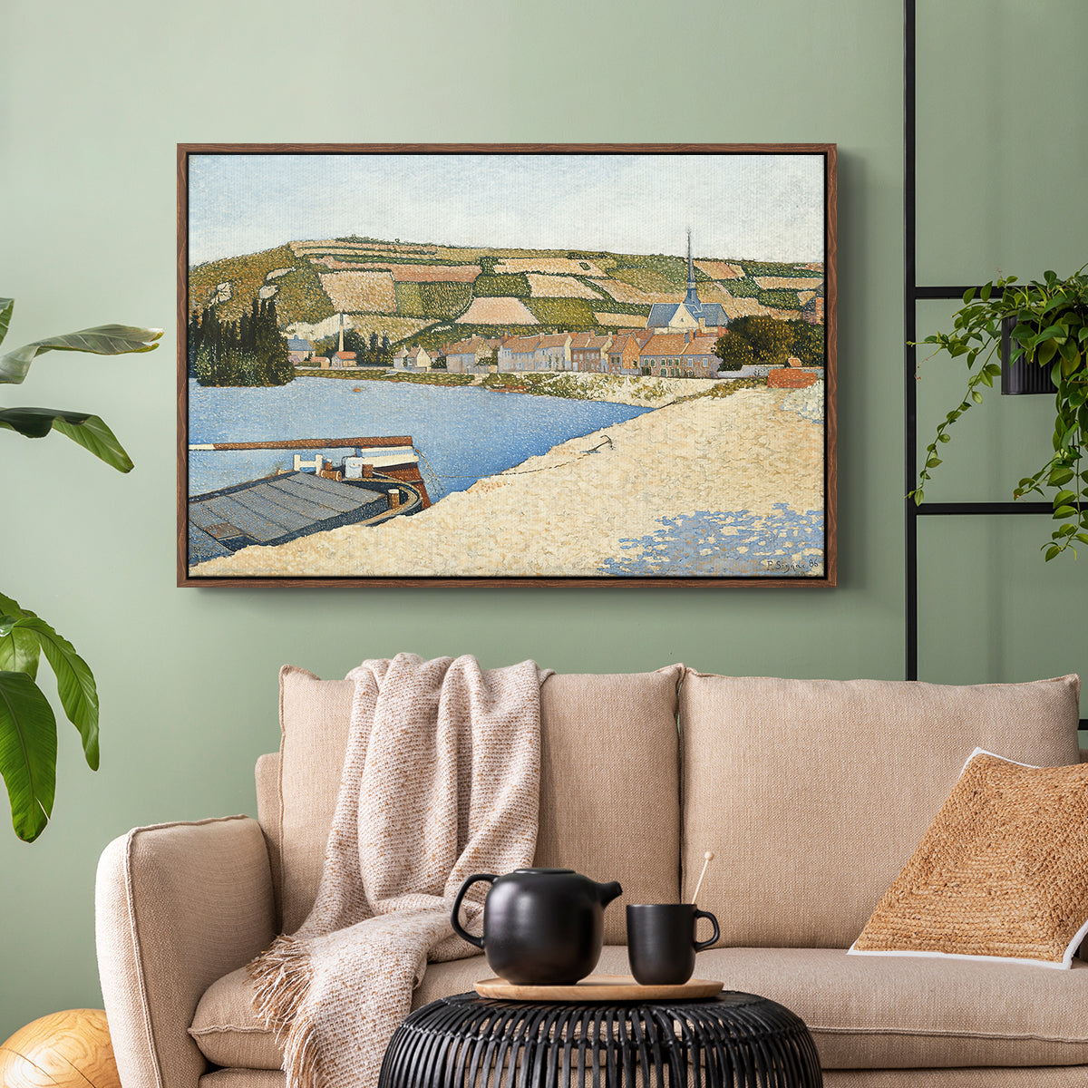 The Riverbank, Les Andelys, 1886 - Floater Framed Canvas Print