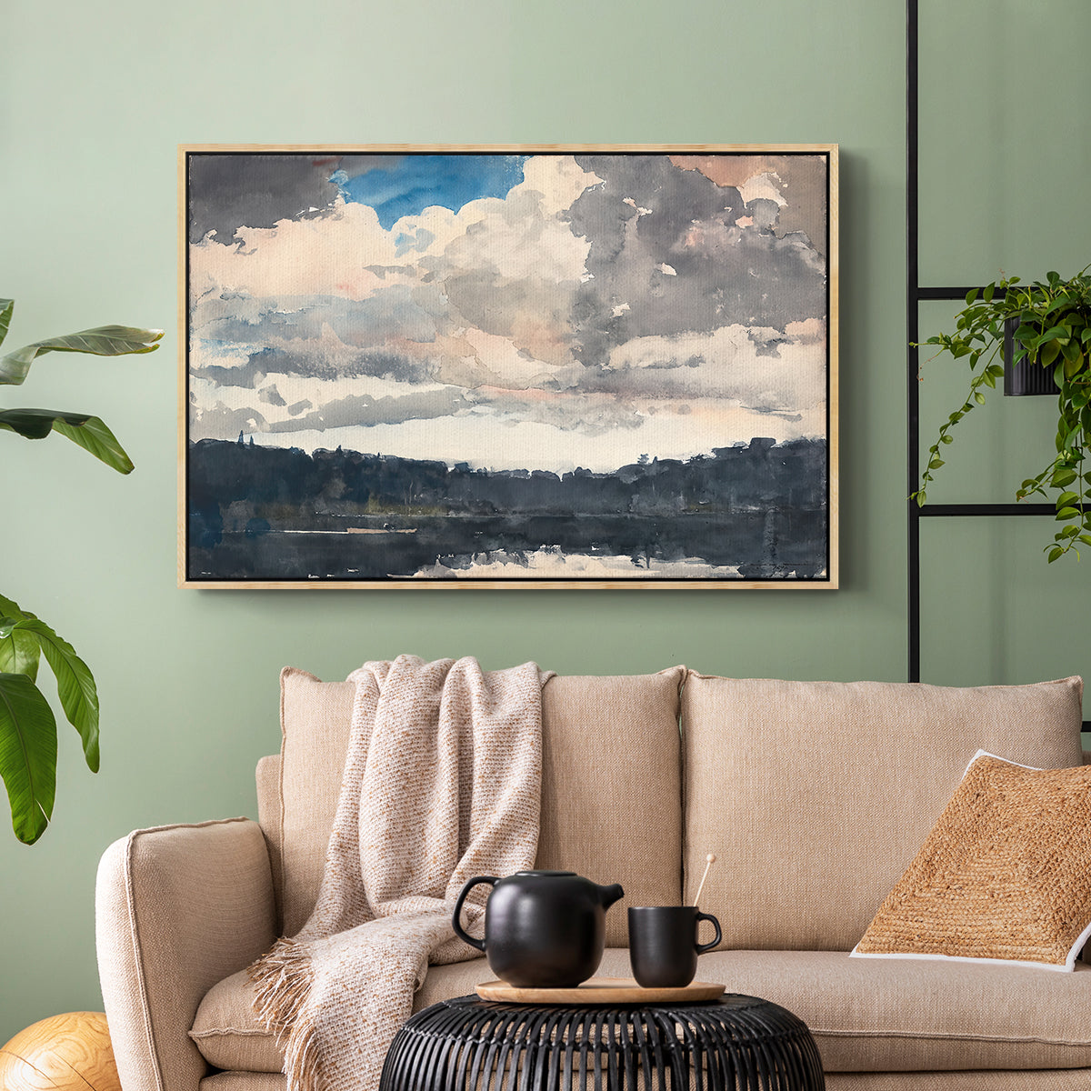 The Lone Boat, North Woods Club, Adirondacks, 1892 - Floater Framed Canvas Print