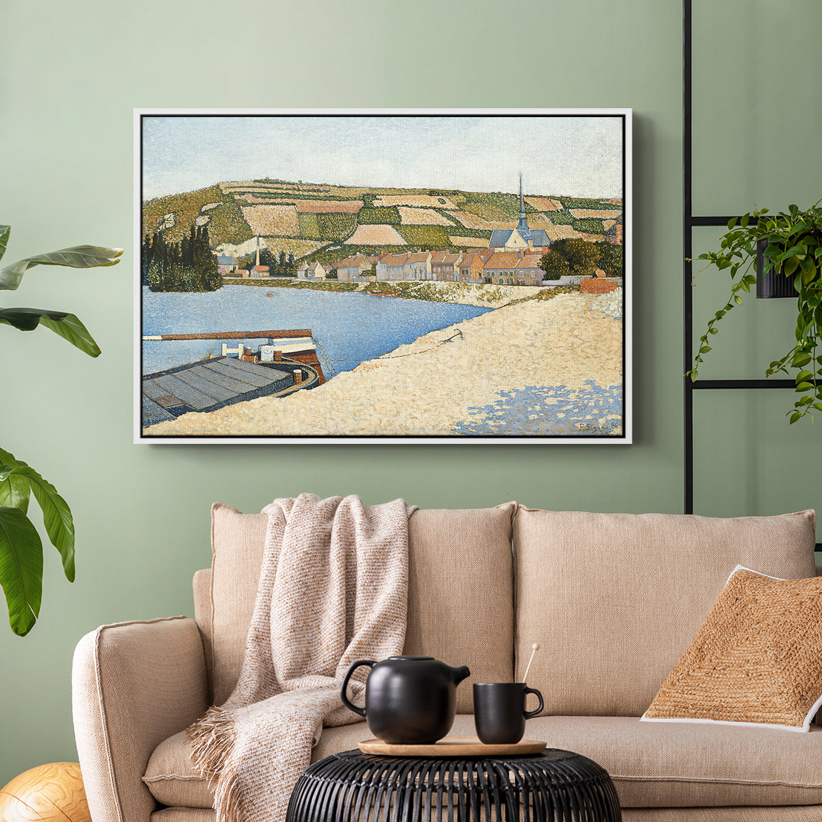 The Riverbank, Les Andelys, 1886 - Floater Framed Canvas Print