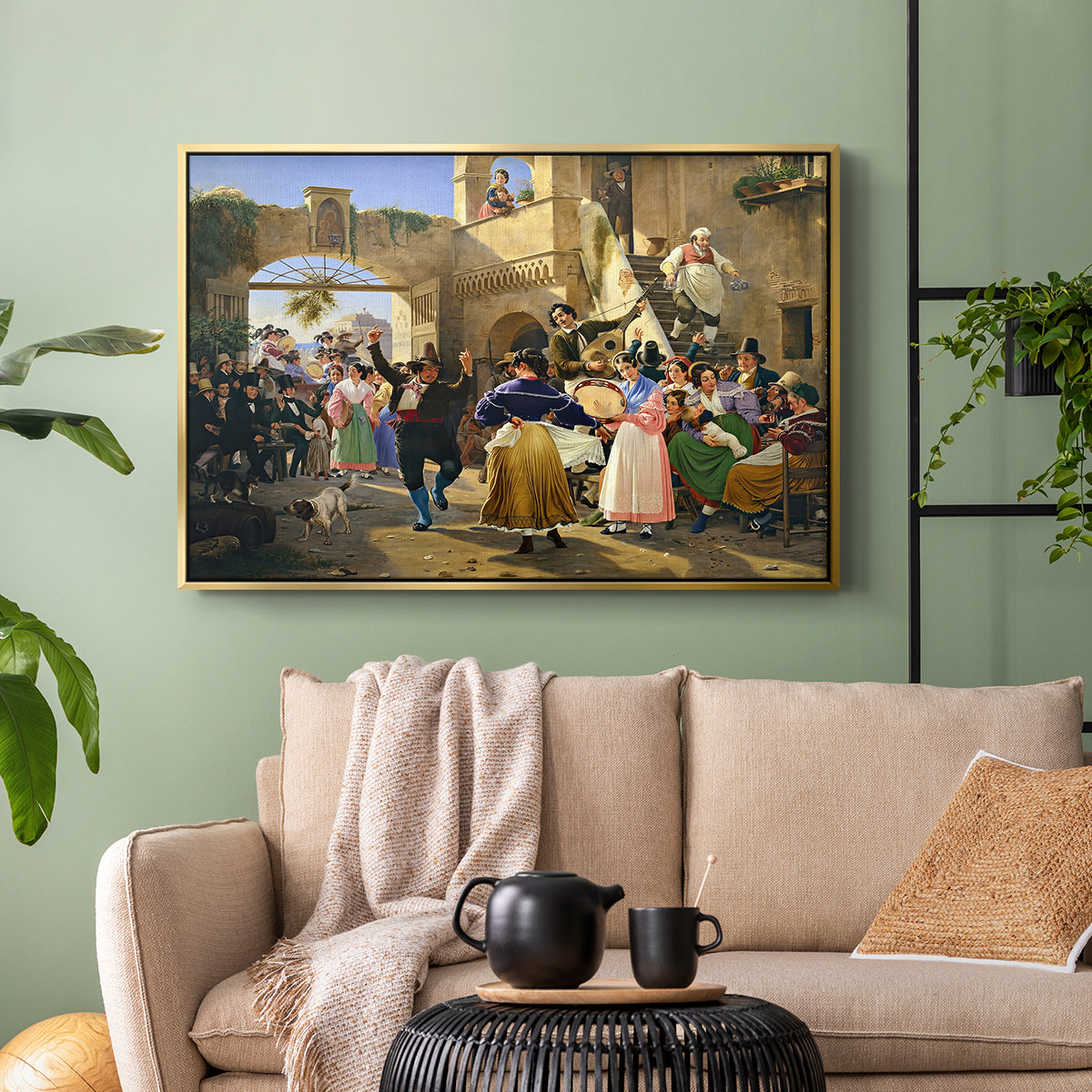 Romans Gathered for Merriment at an Osteria, 1839 - Floater Framed Canvas Print
