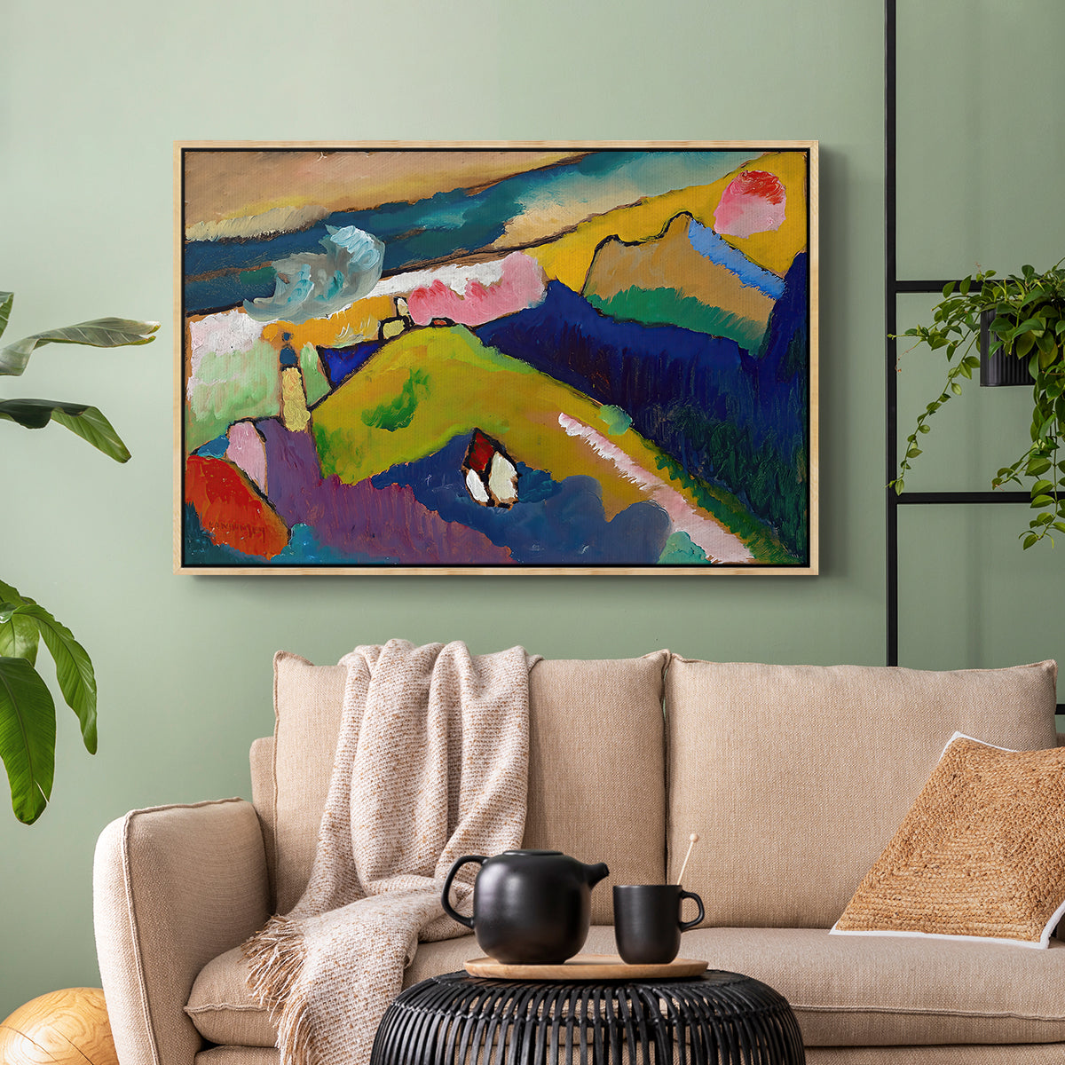 Murnau Mountain Landscape with Church, 1910 - Floater Framed Canvas Print