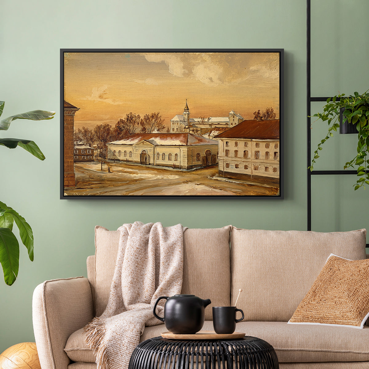 The Riding School at Akershus Castle, 1846 - Floater Framed Canvas Print