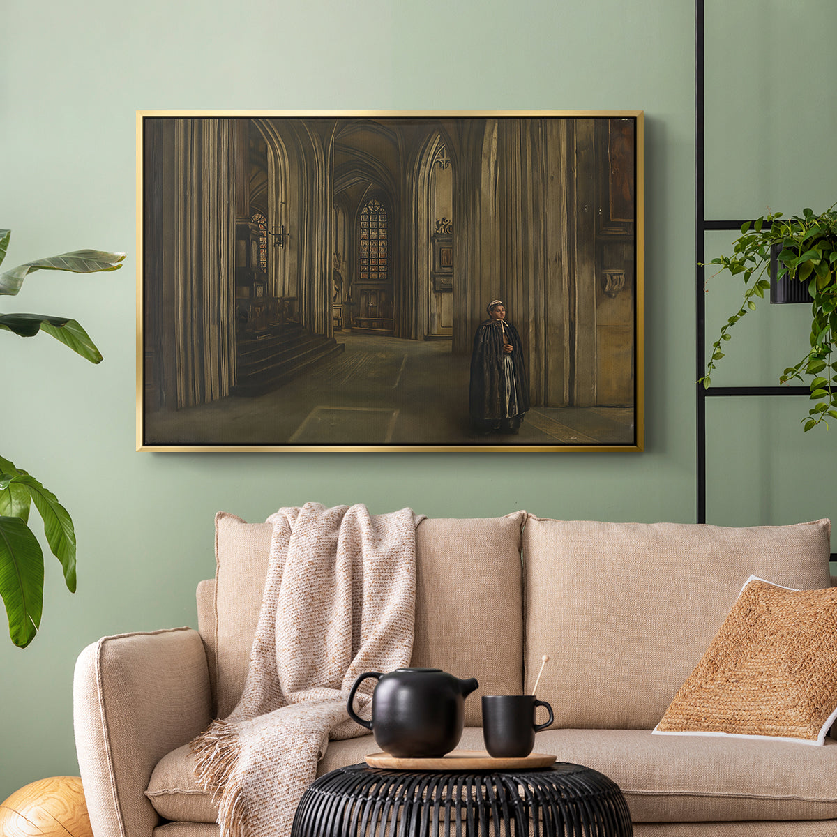Interior of a Church, 1871 - Floater Framed Canvas Print