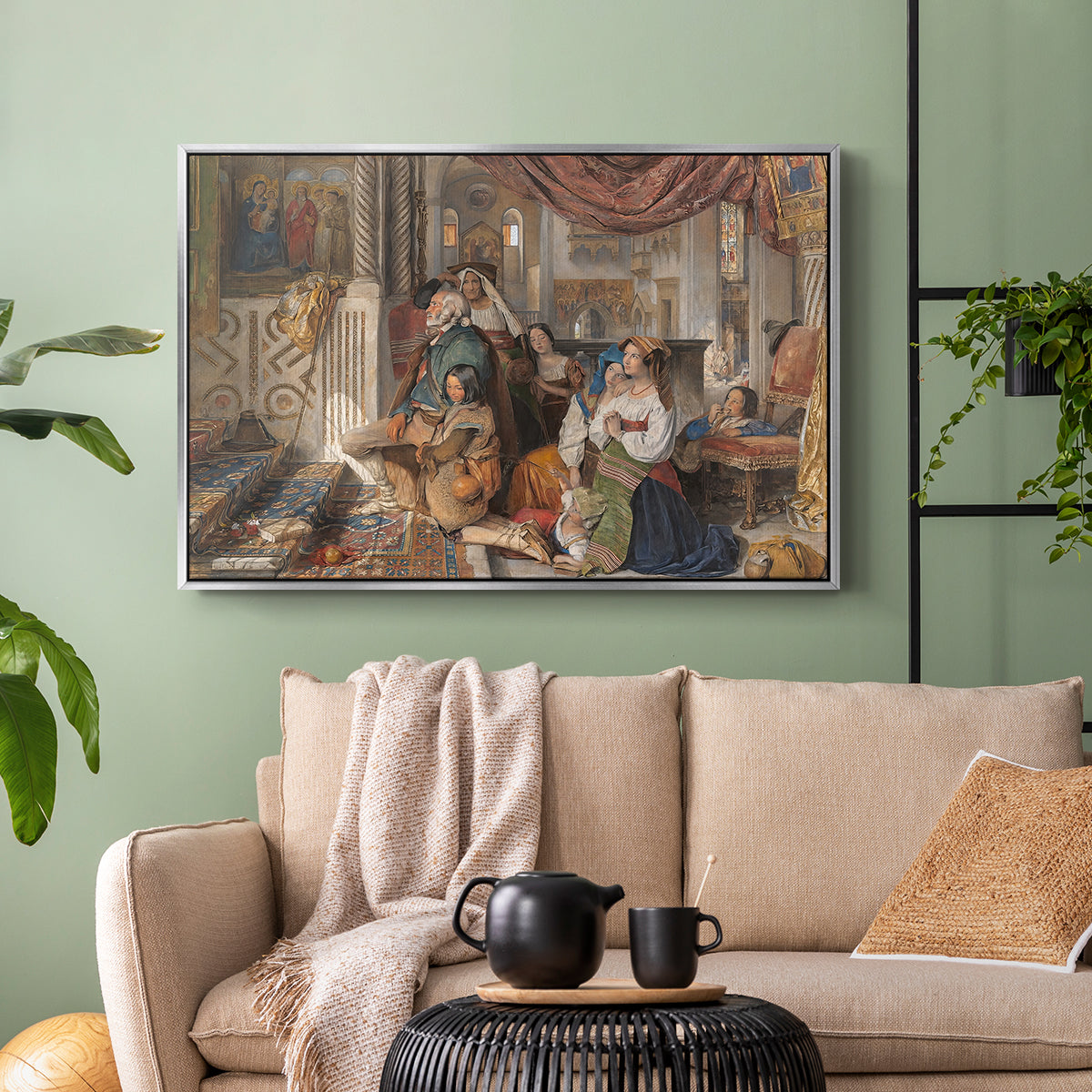 Roman Pilgrims, 1854 - Floater Framed Canvas Print