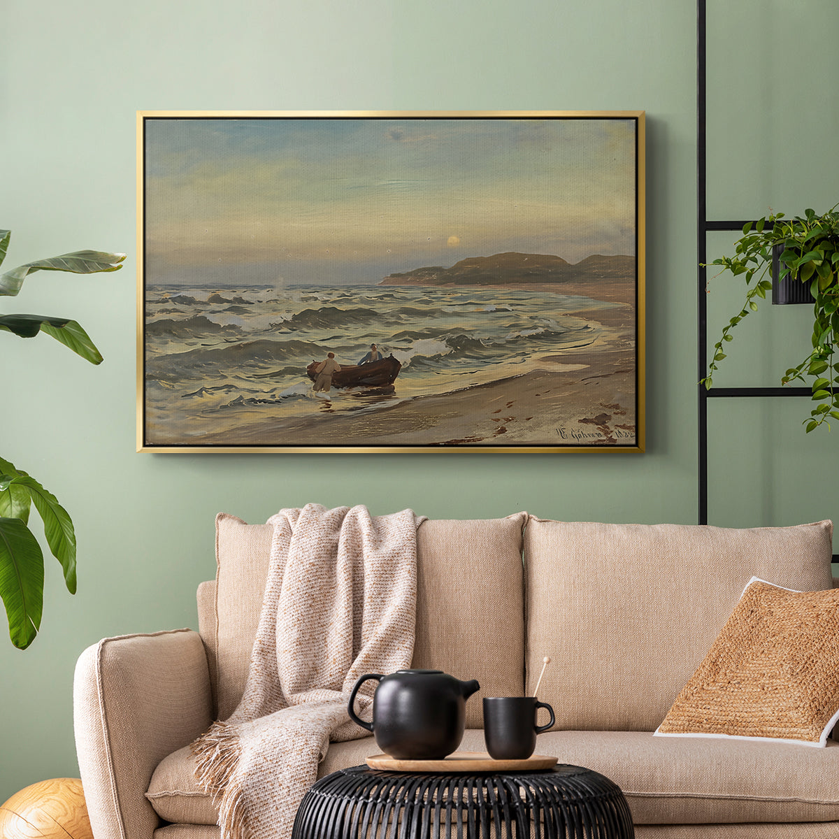 Storm at Rügen, 1882 - Floater Framed Canvas Print