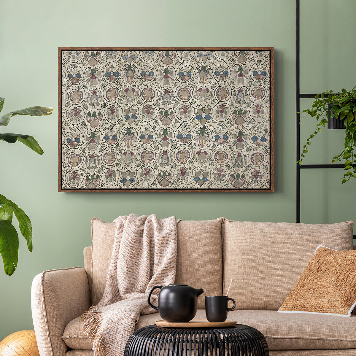 Long Cushion Cover (Printed Textile), c. 1600 - Floater Framed Canvas Print