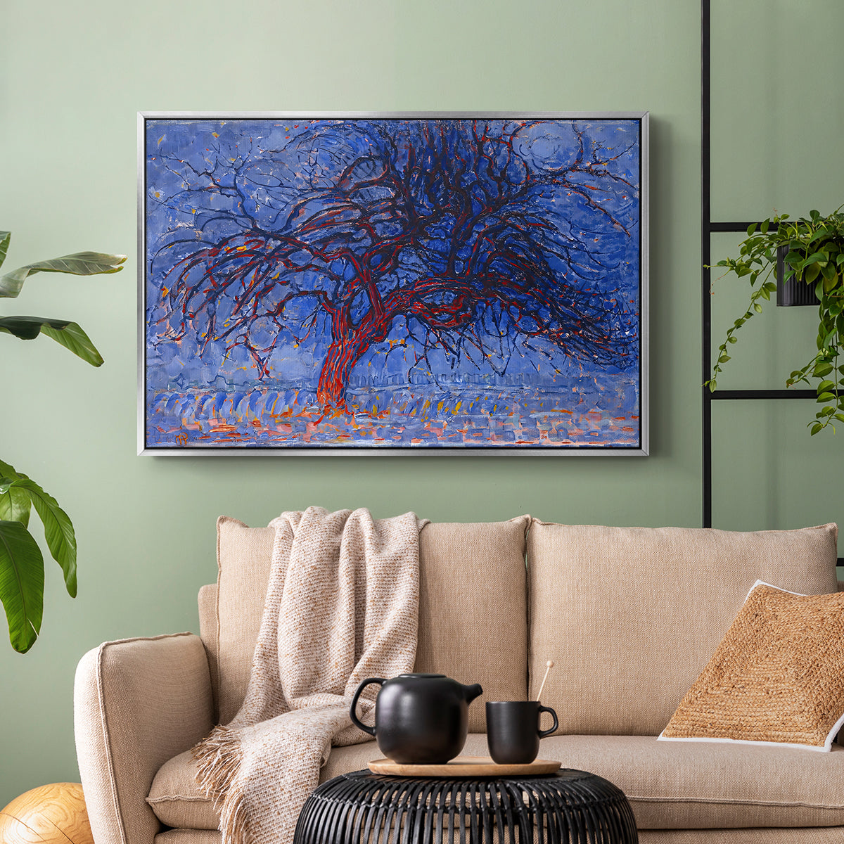 The Red Tree, 1909 - Floater Framed Canvas Print