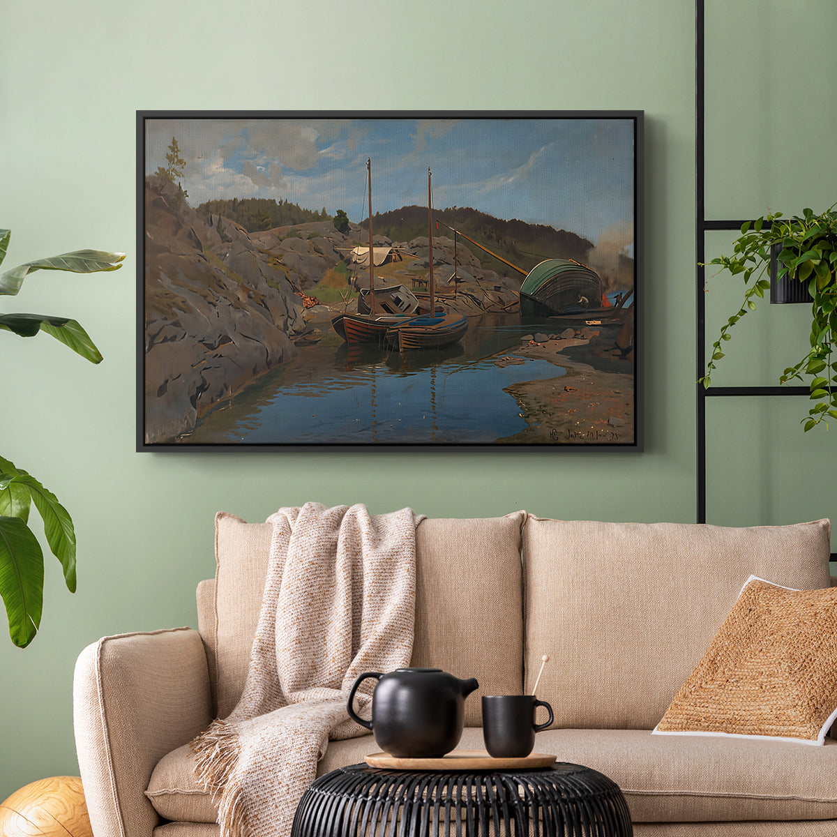 Pilotboats, 1875 - Floater Framed Canvas Print