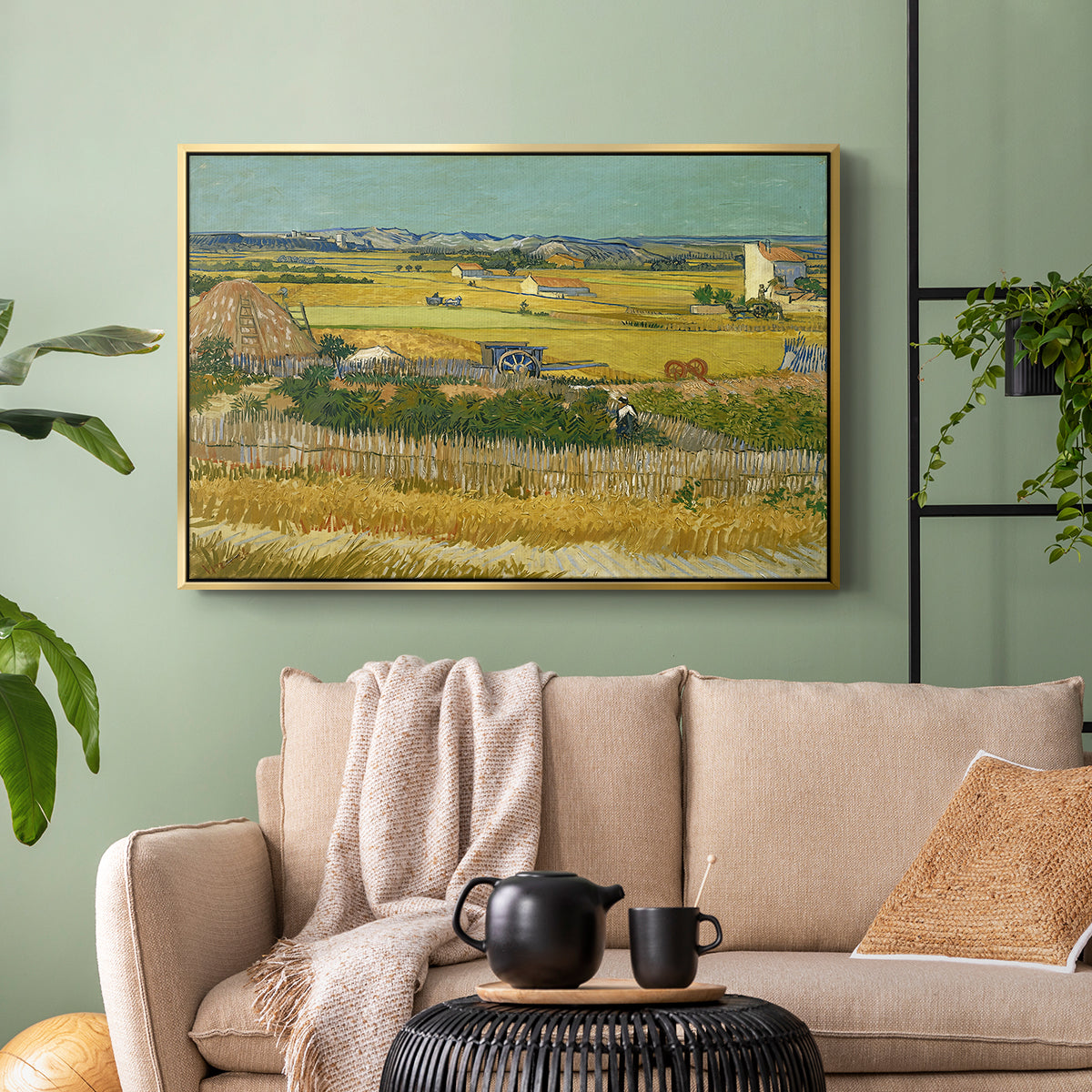 The Harvest, 1888 - Floater Framed Canvas Print